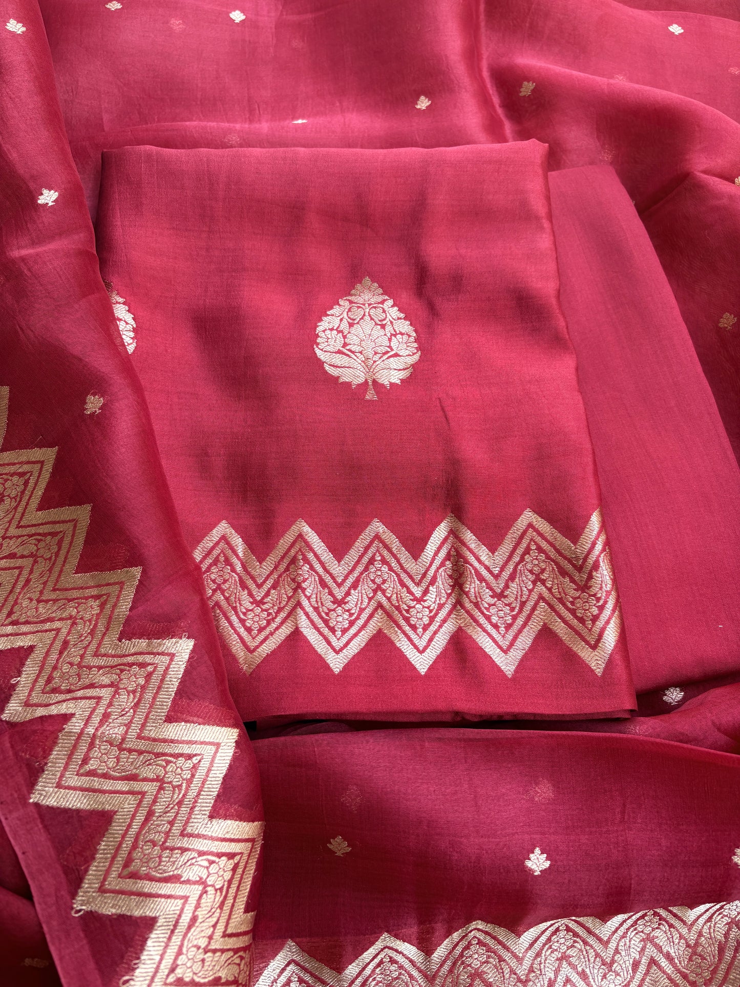 Red maroon Chiniya kora suit set