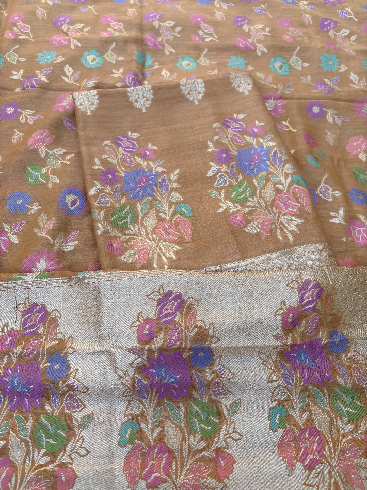 Golden moonga silk tilfi weaving meenadar 3 piece suit set