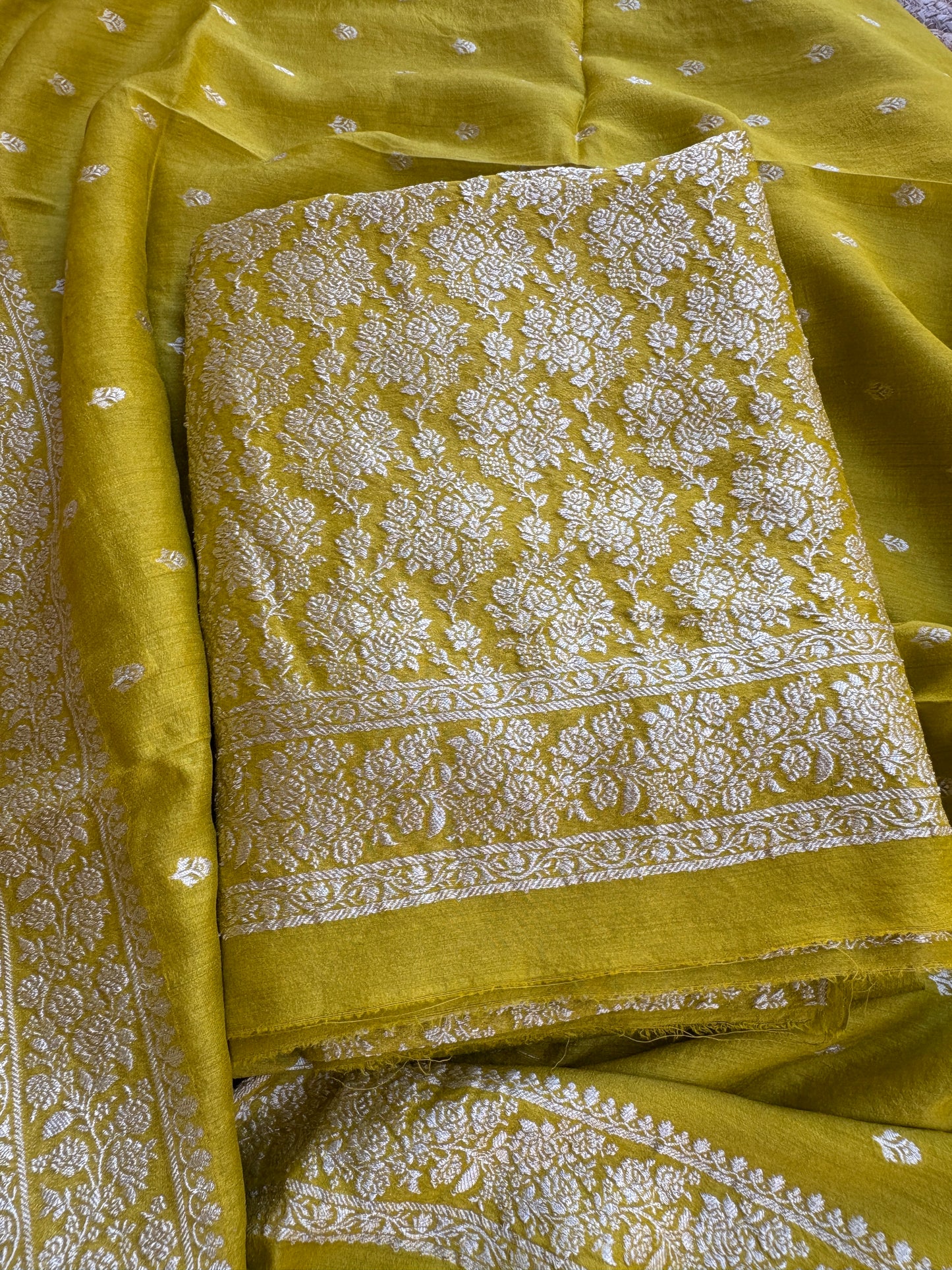 Lime moonga silk suit set