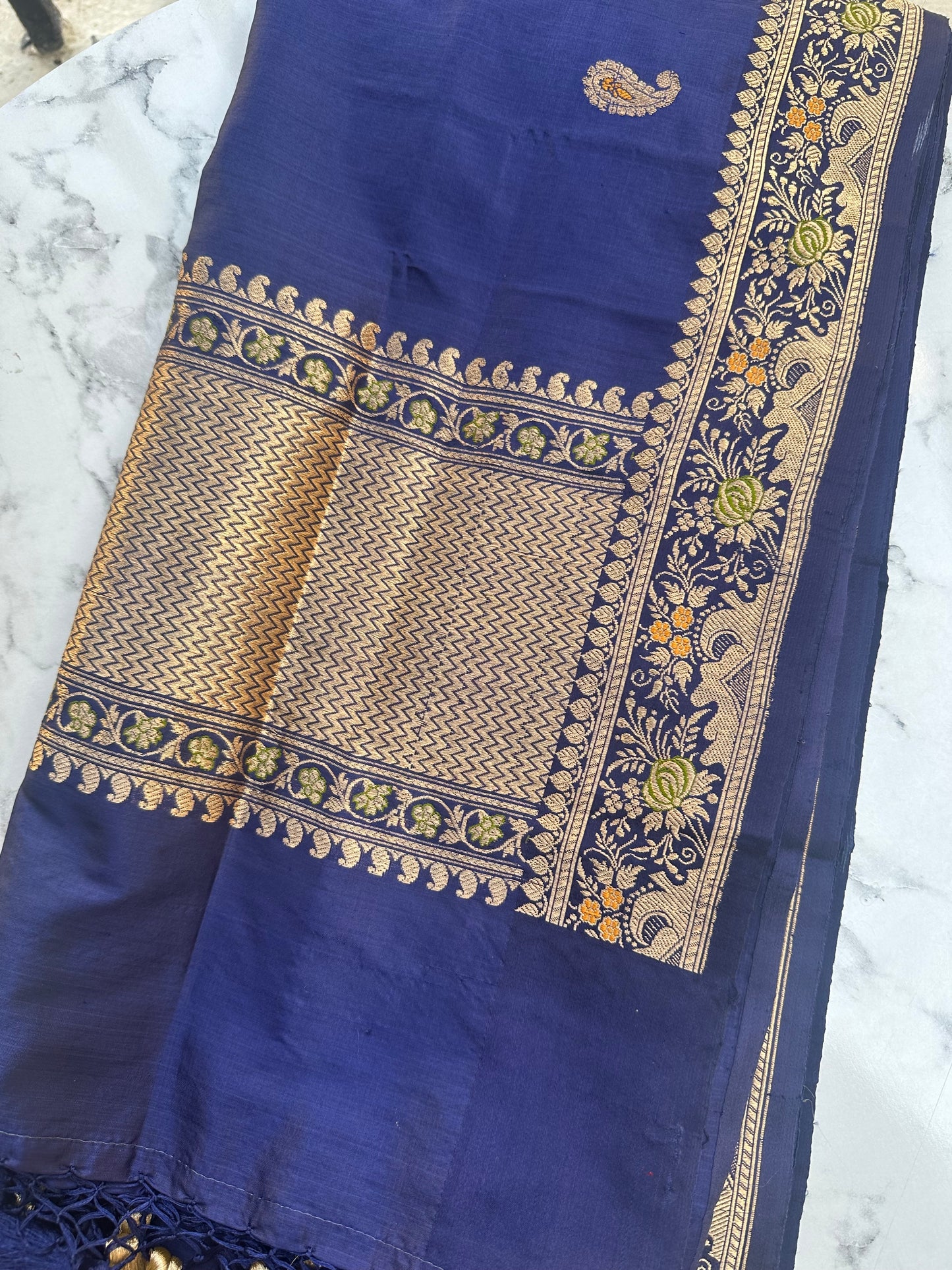 Blue katan silk dupatta