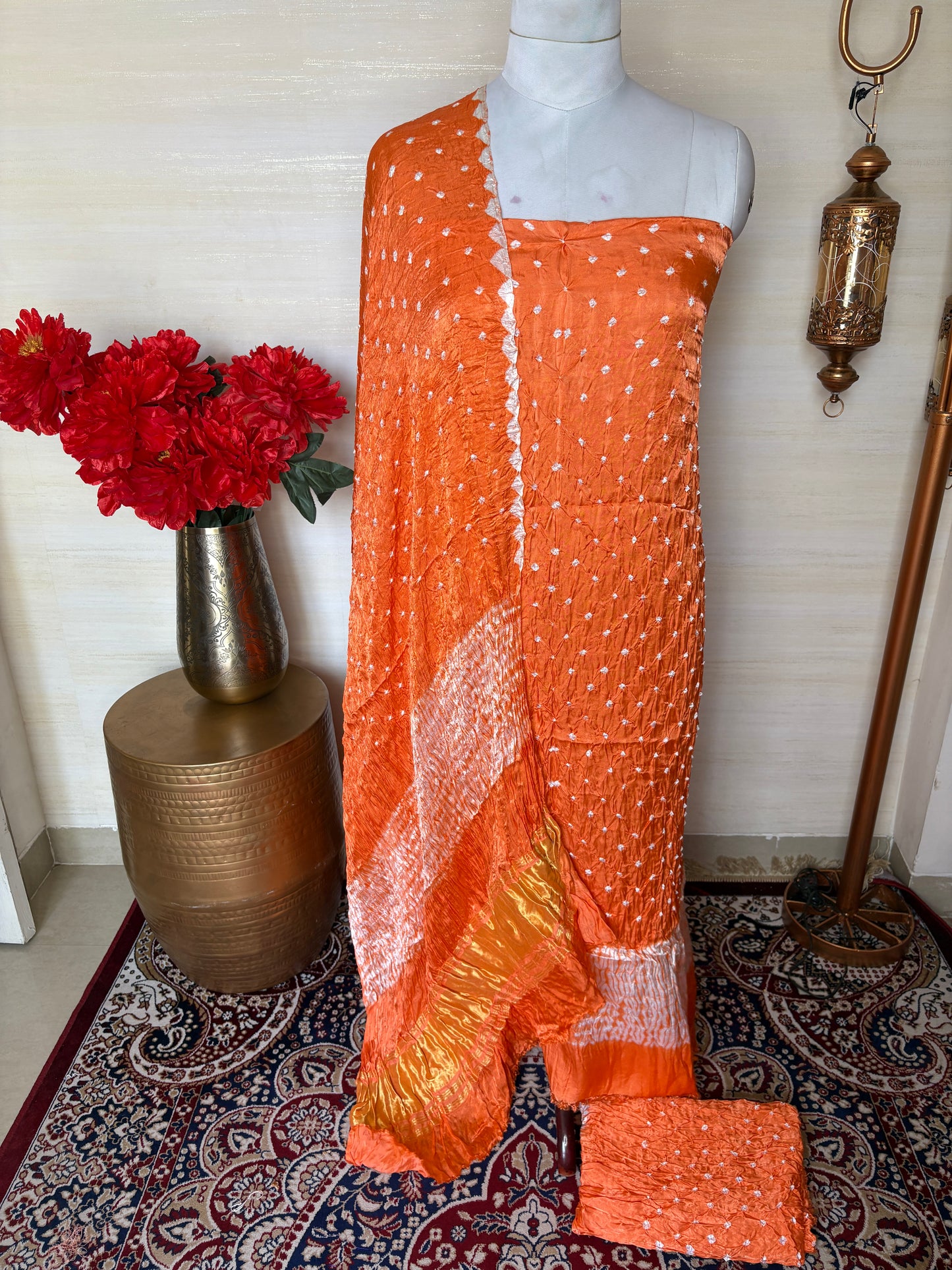 Orange bandhani suit set