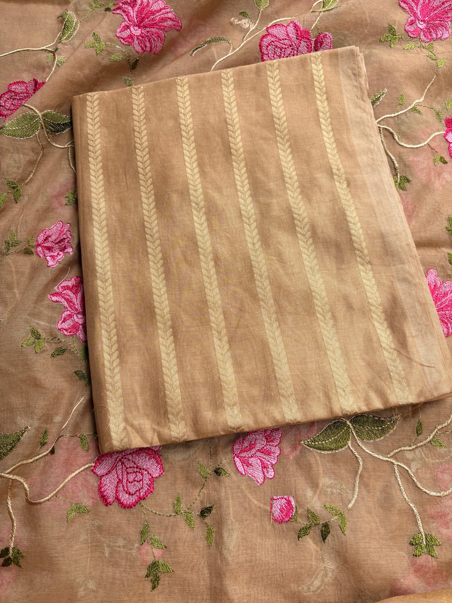 Beige premium Banarasi suit set