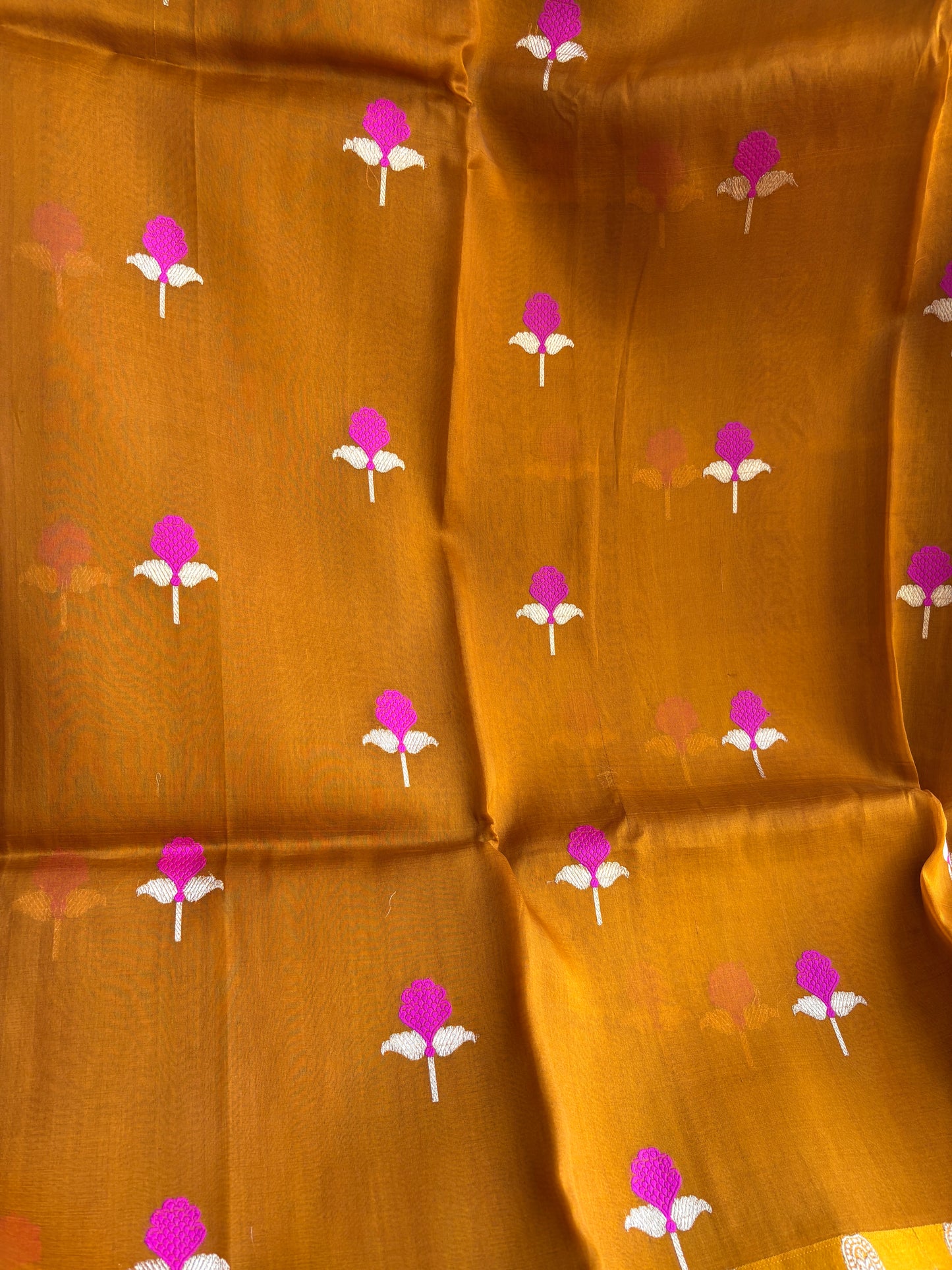 Gold kora pink meenadar saree