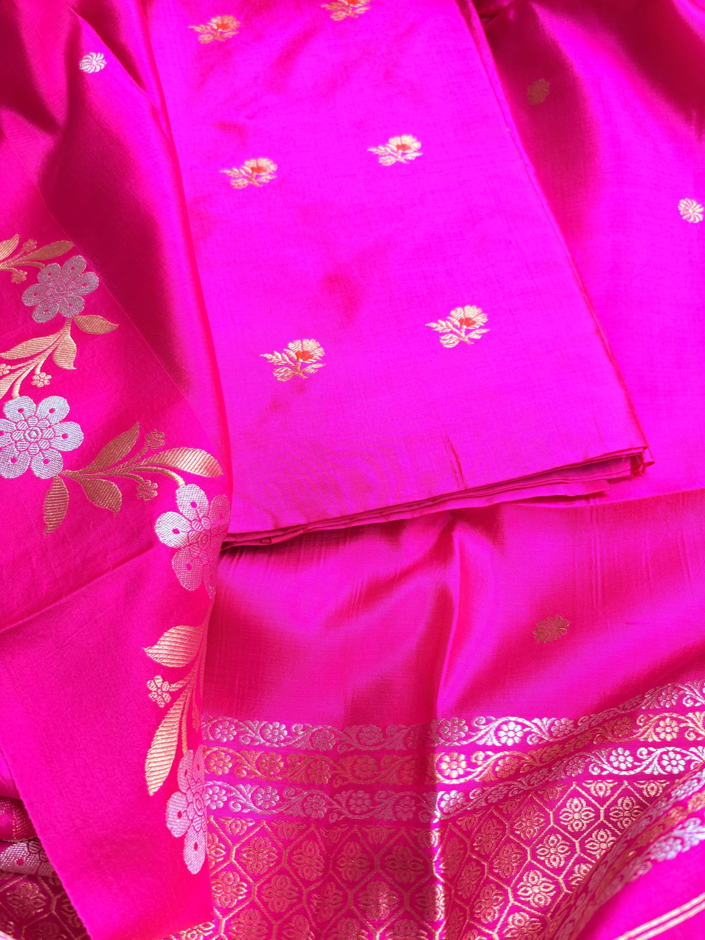 Pink katan by katan silk 3 piece suit set