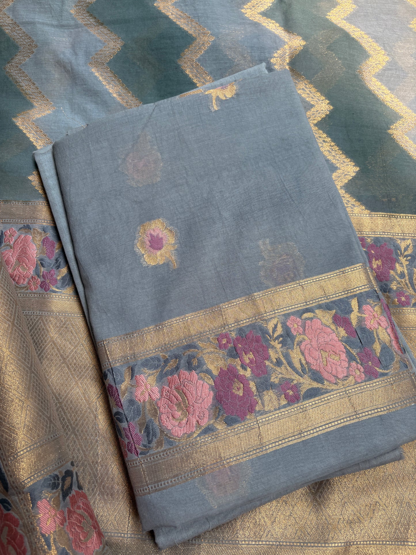 Grey Chanderi Meenakshi suit set
