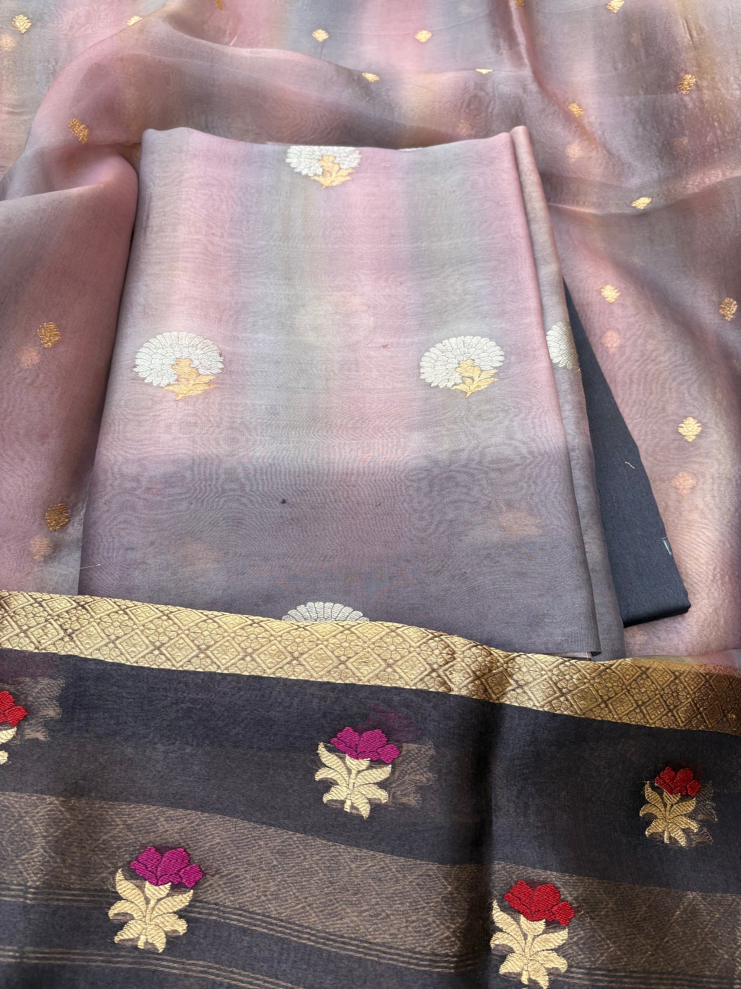 Kora kadhwa silk 3 piece suit set