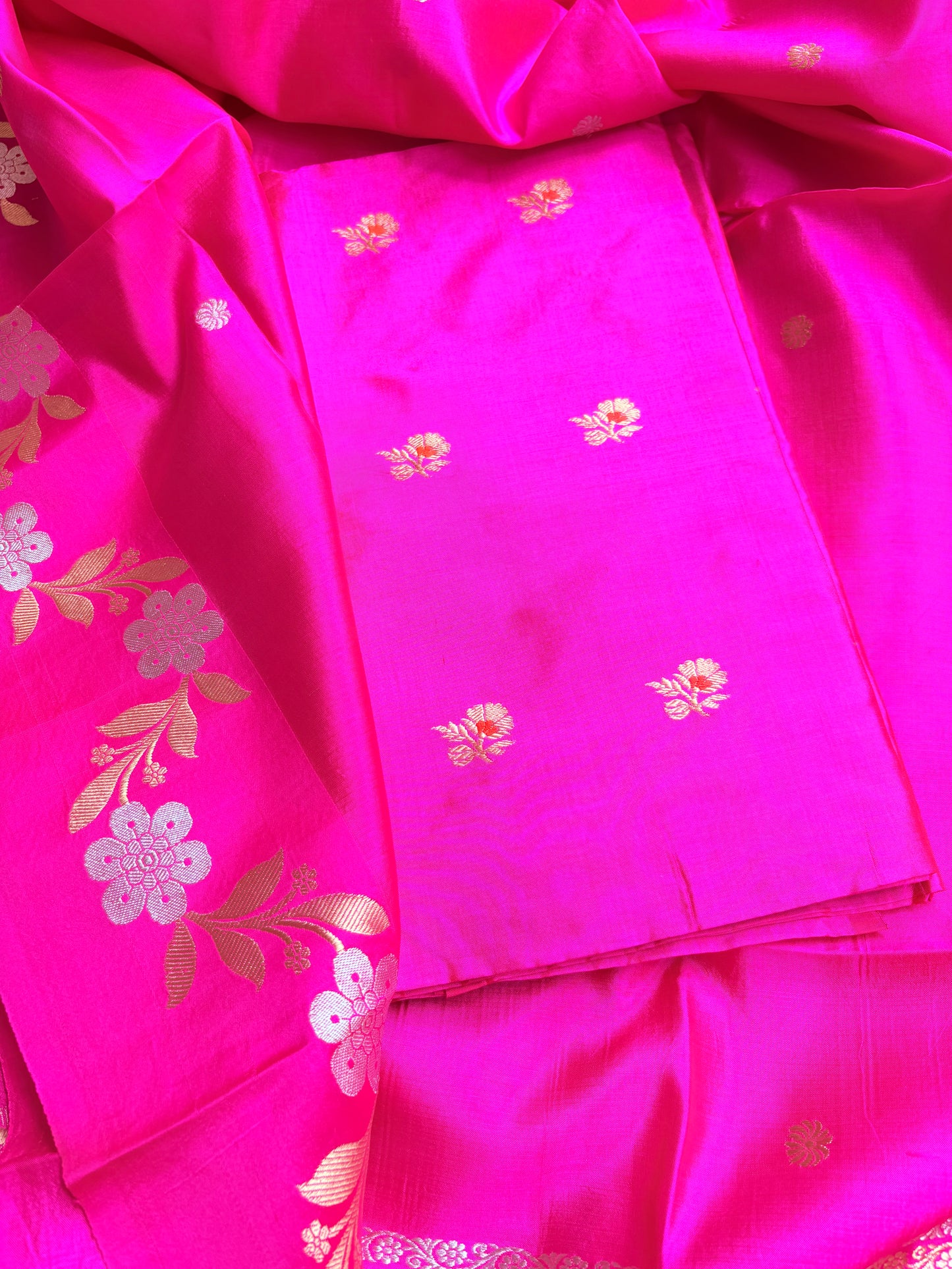 Pink katan by katan silk 3 piece suit set