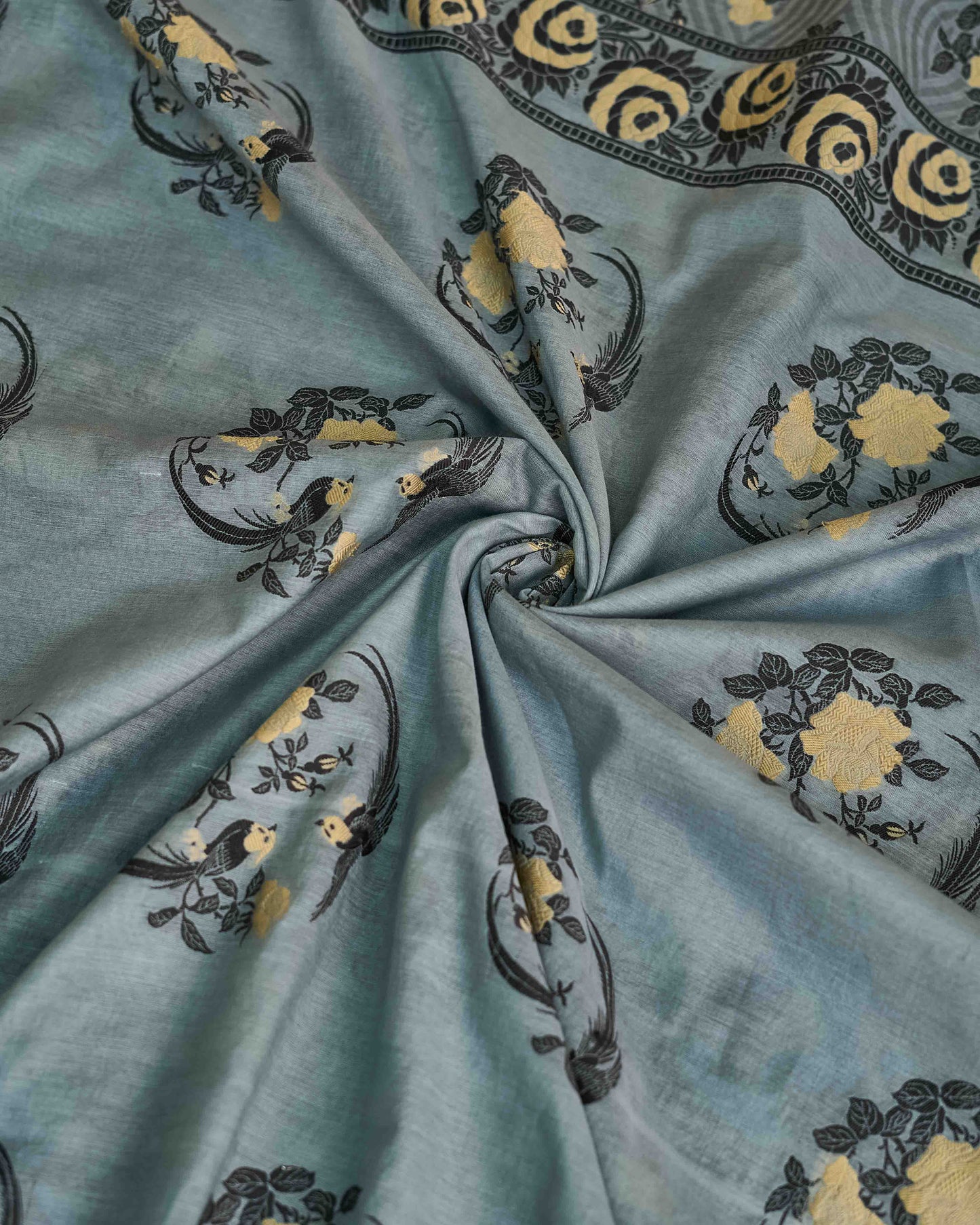 Grey flower weaving chanderi 3 piece suit set