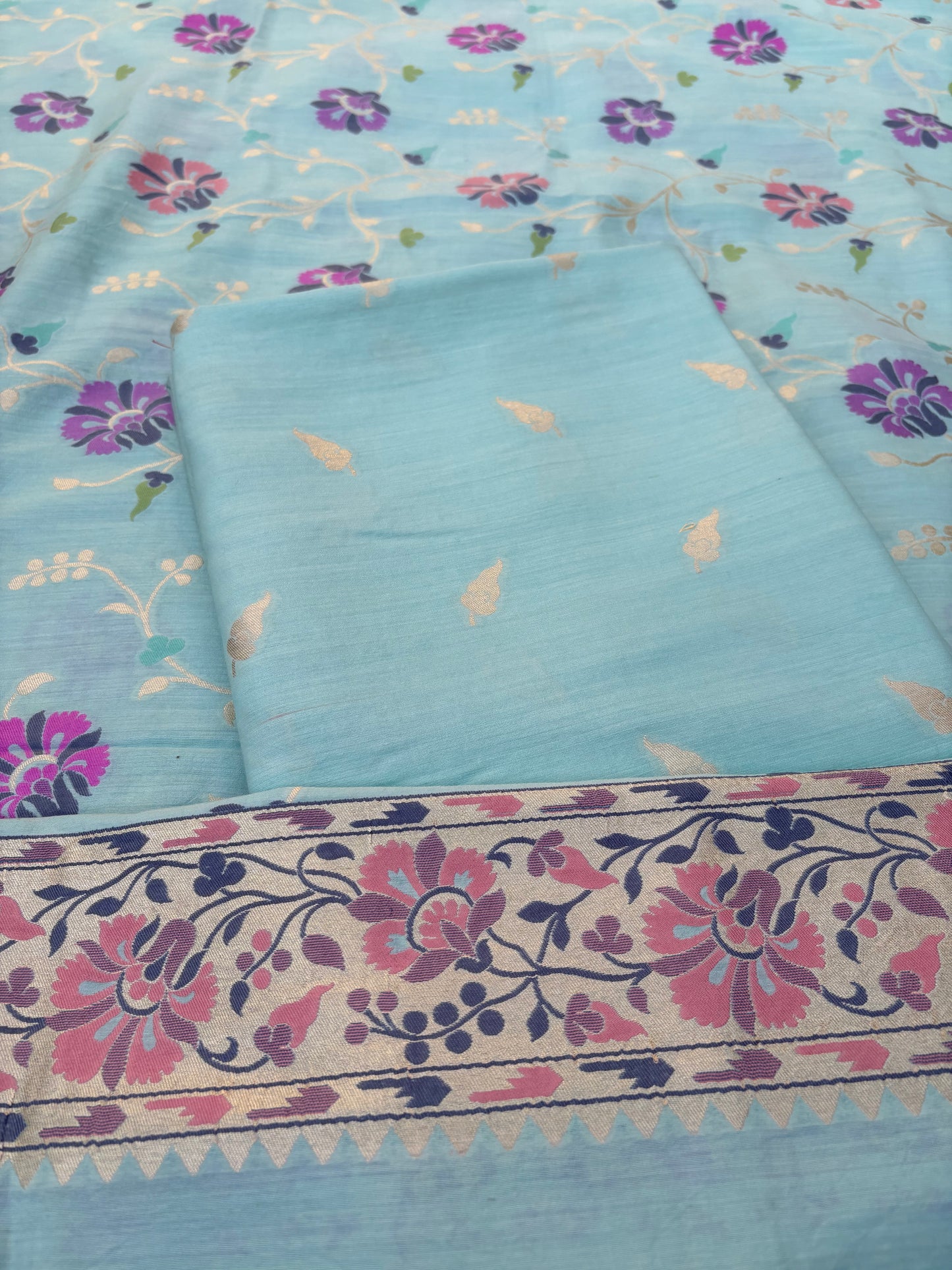 Turq moonga silk tilfi weaving kurta, jaal meenadar dupatta, plain bottom