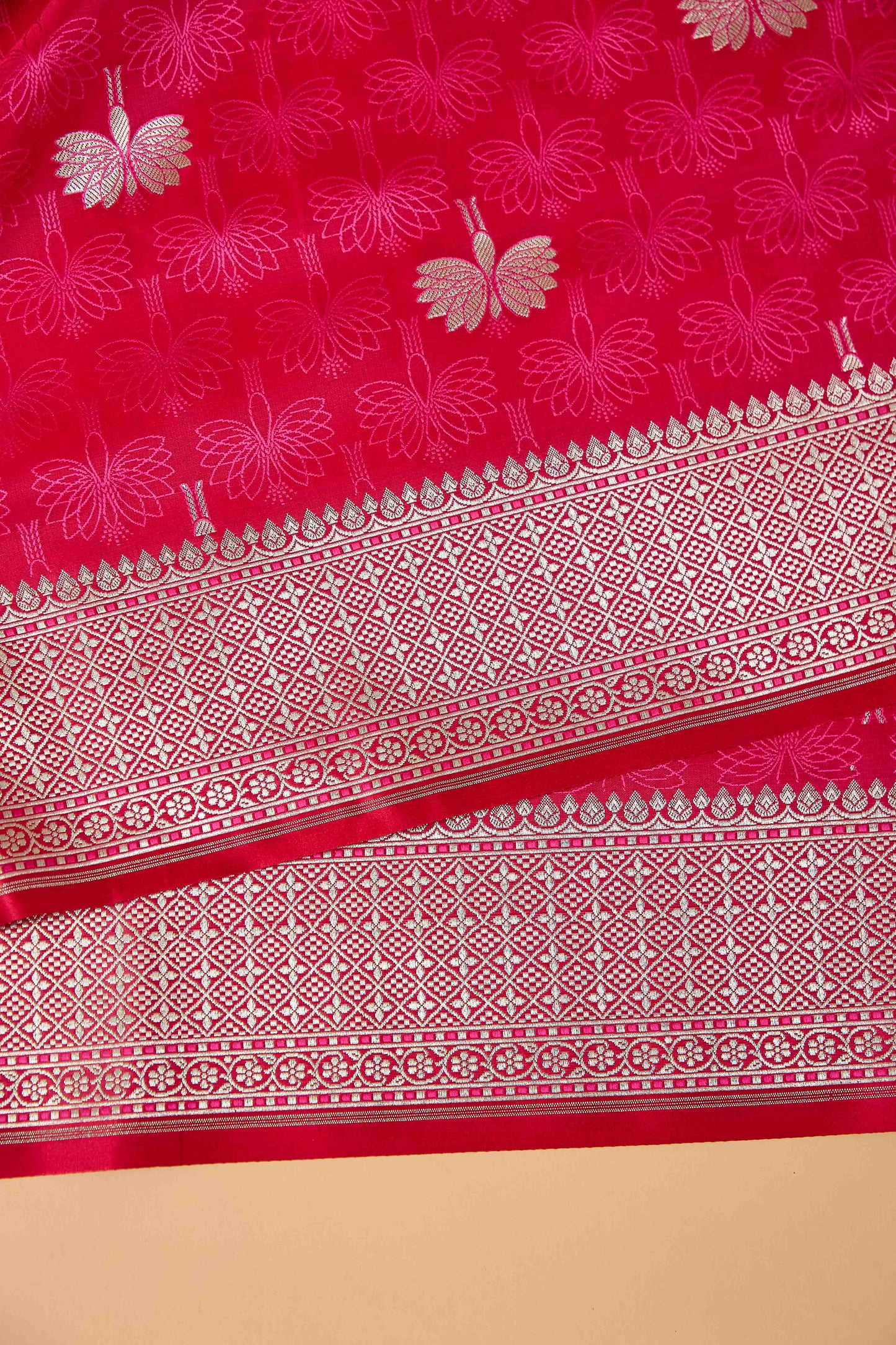 Red Mashru Silk Tenchui Weaving Saree