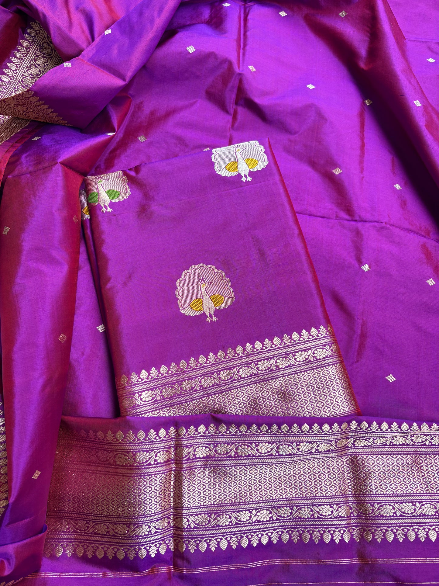Magenta purple katan by katan silk kadhwa suit set