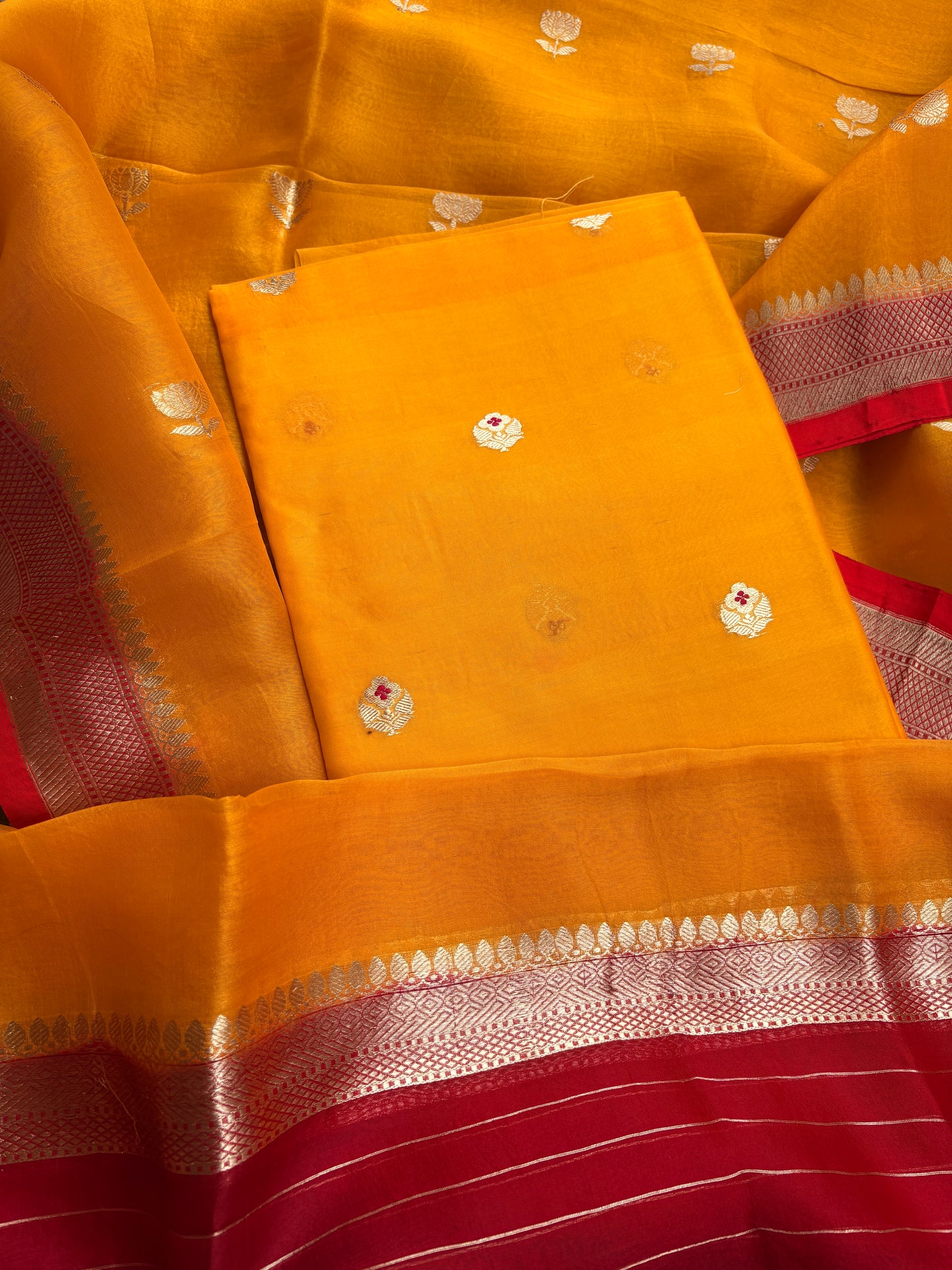 Yellow kora kadhwa suit set