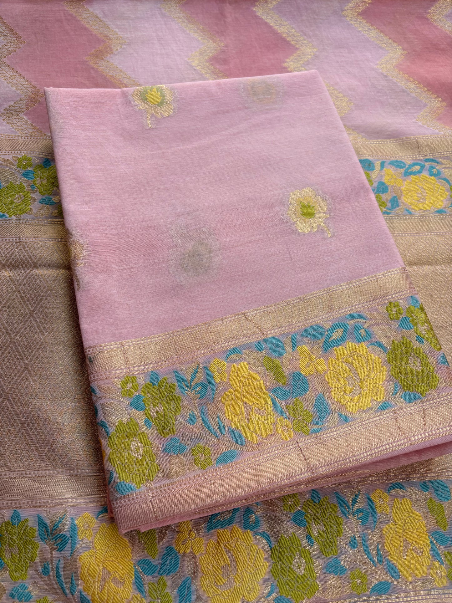 Pink Chanderi cotton exclusive weaving 3 piece suit
