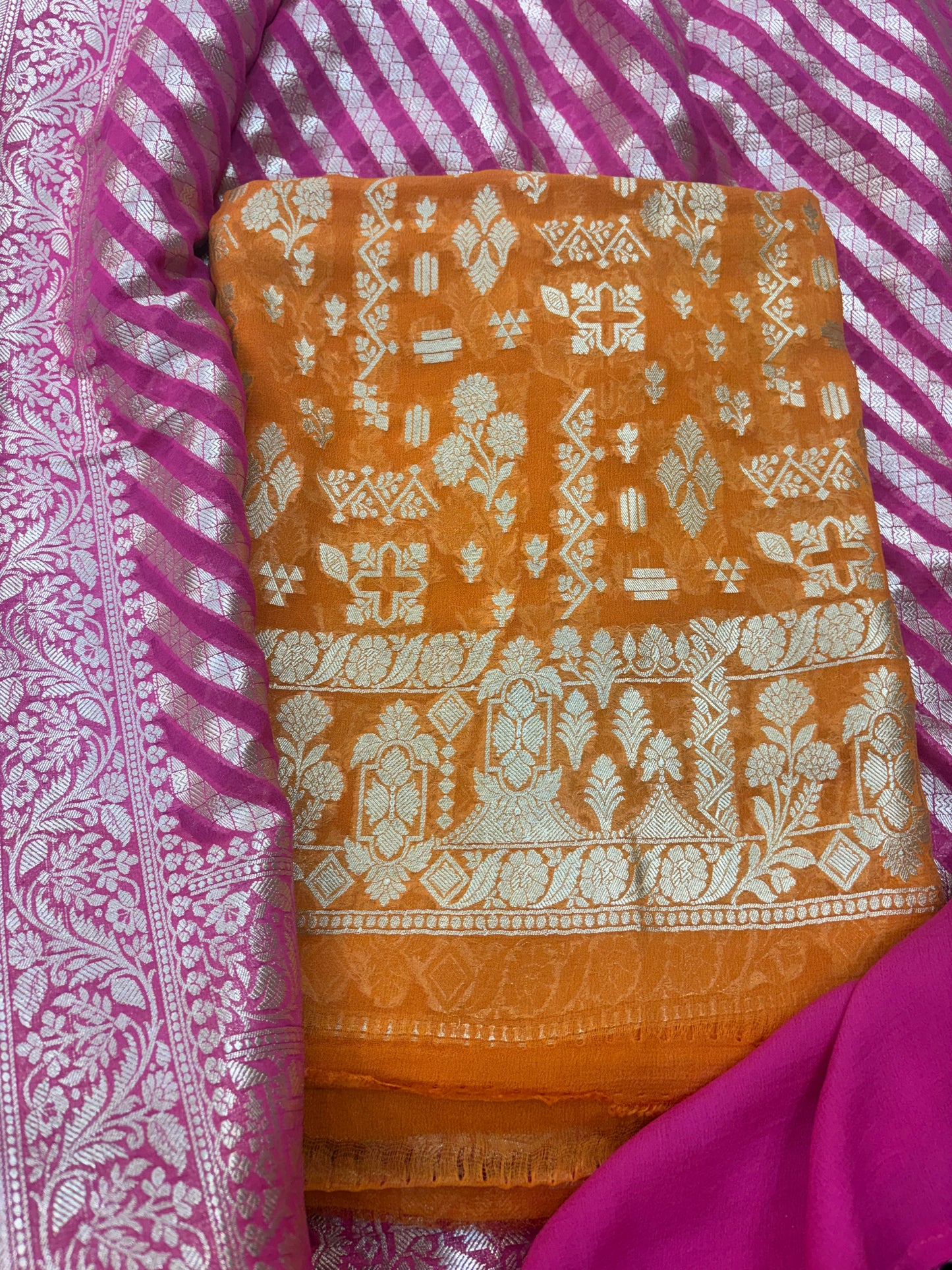 Orange rani Khaddi georgette suit set