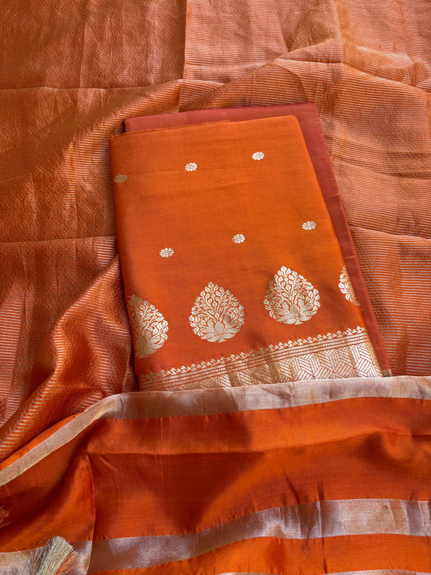 Rust raw mango silk 3 piece suit set