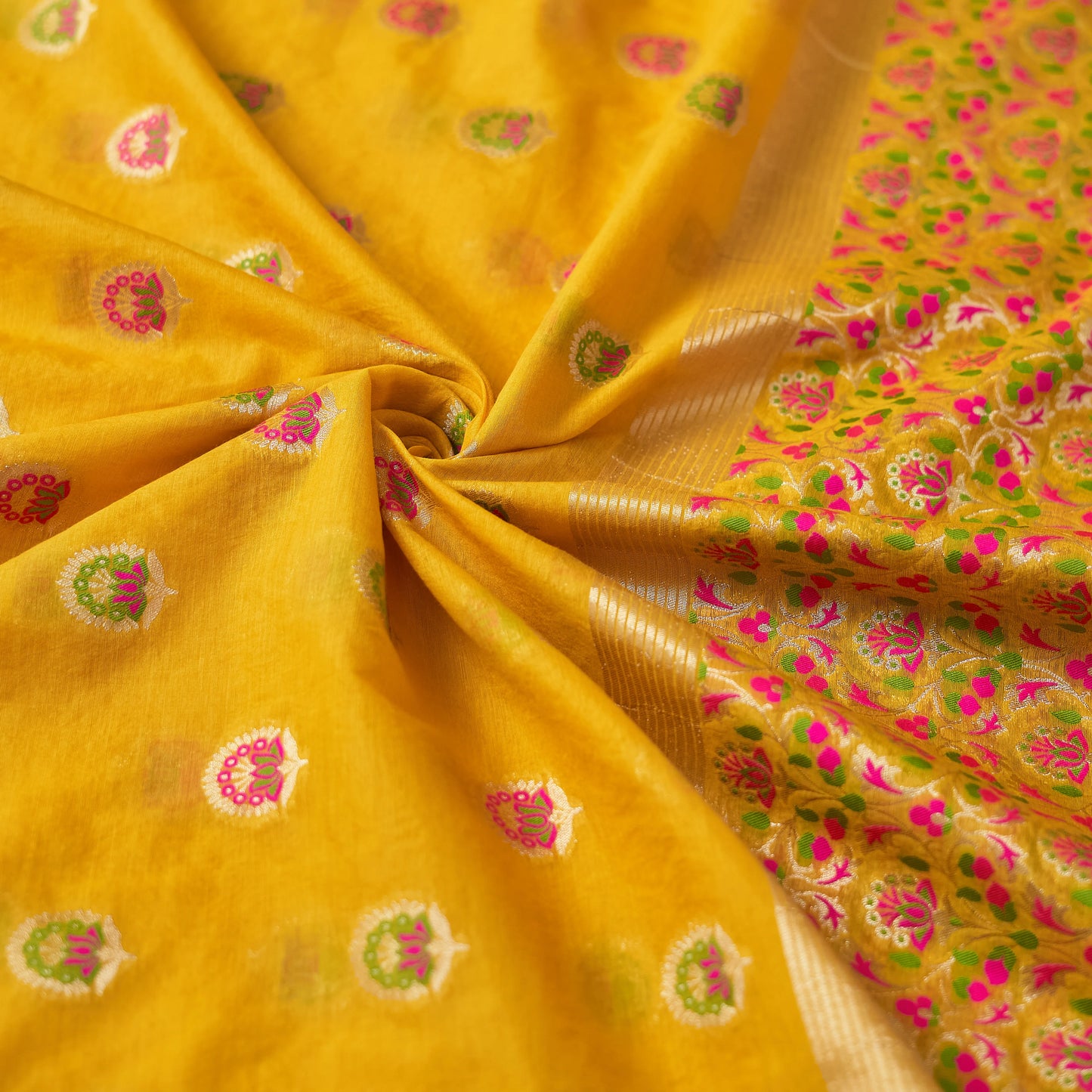 Yellow Full jaal kurta, designer dupatta, plain bottom