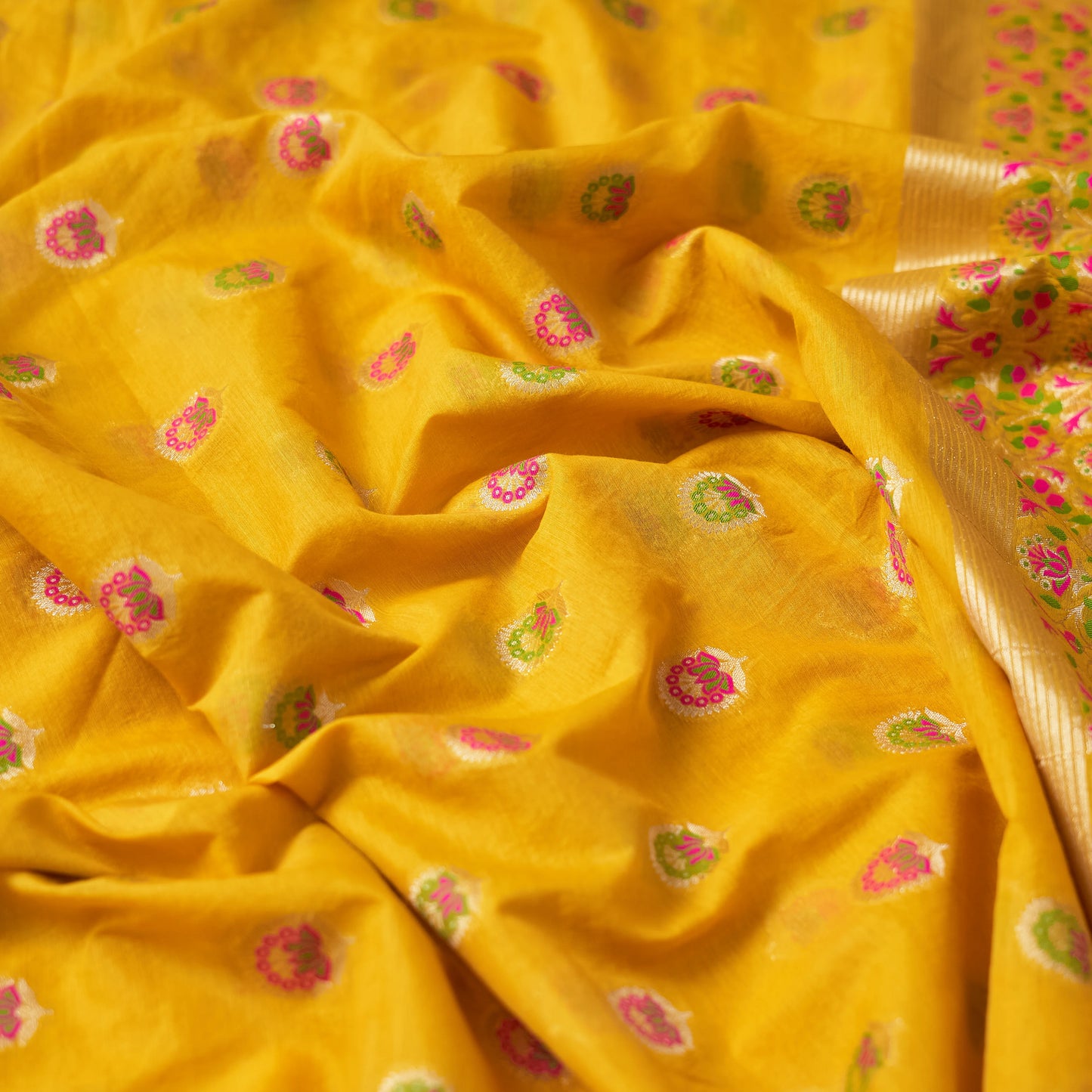 Yellow Full jaal kurta, designer dupatta, plain bottom