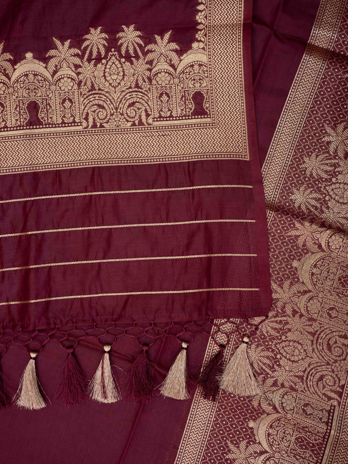 Wine Chanderi silk suit set ( neck design )
