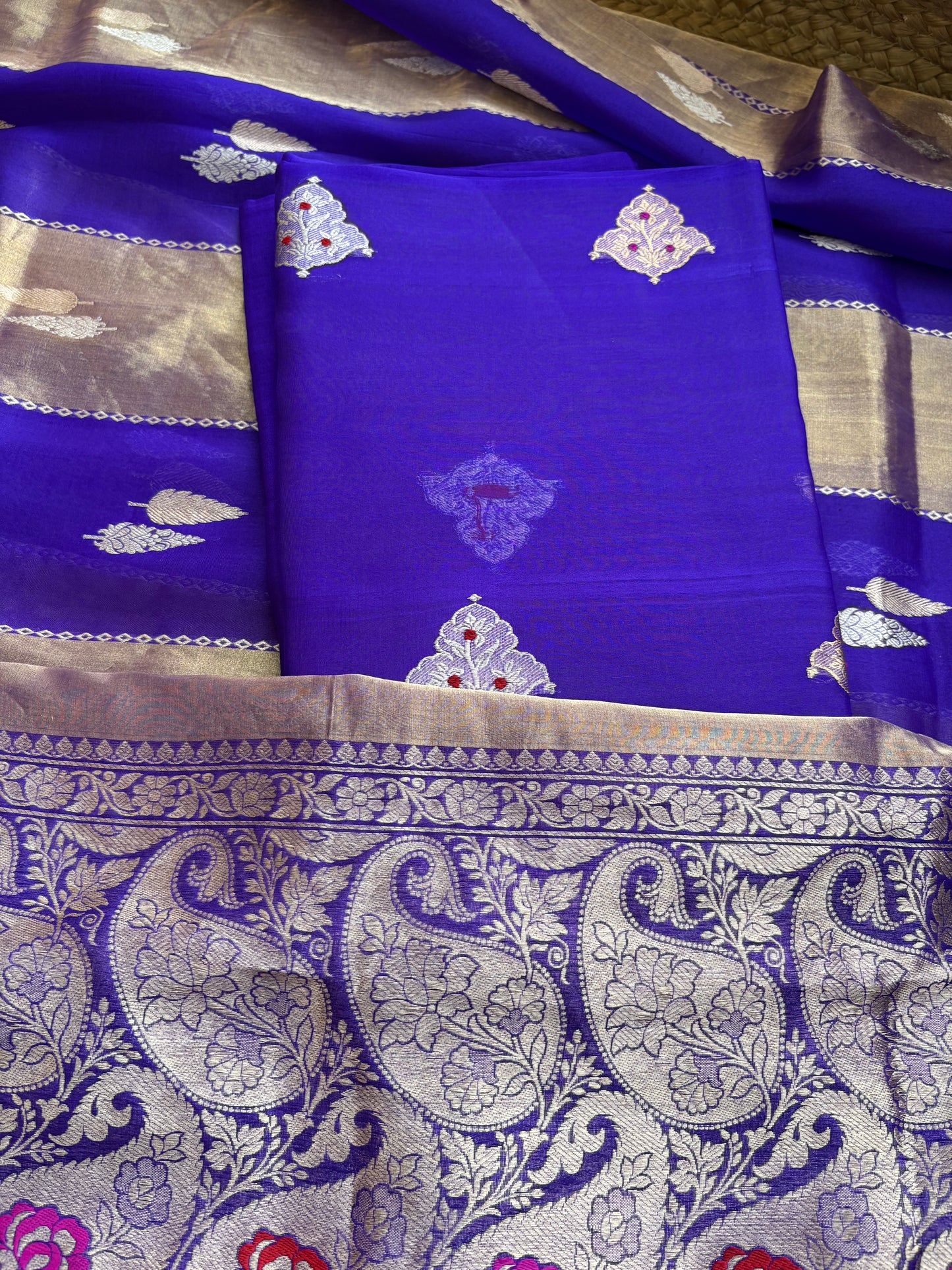 Purple kora kadhwa 3 piece suit set