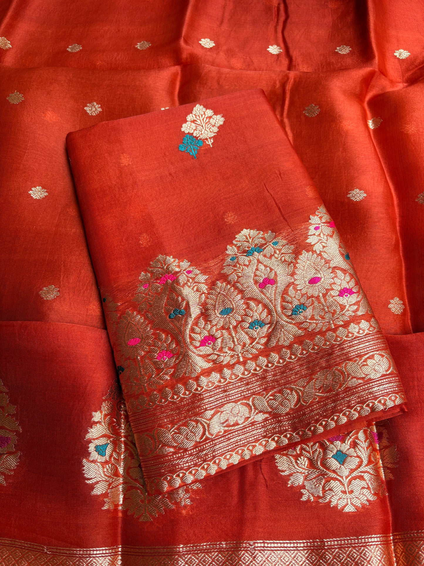 Rust kora kadhwa meenadar suit set