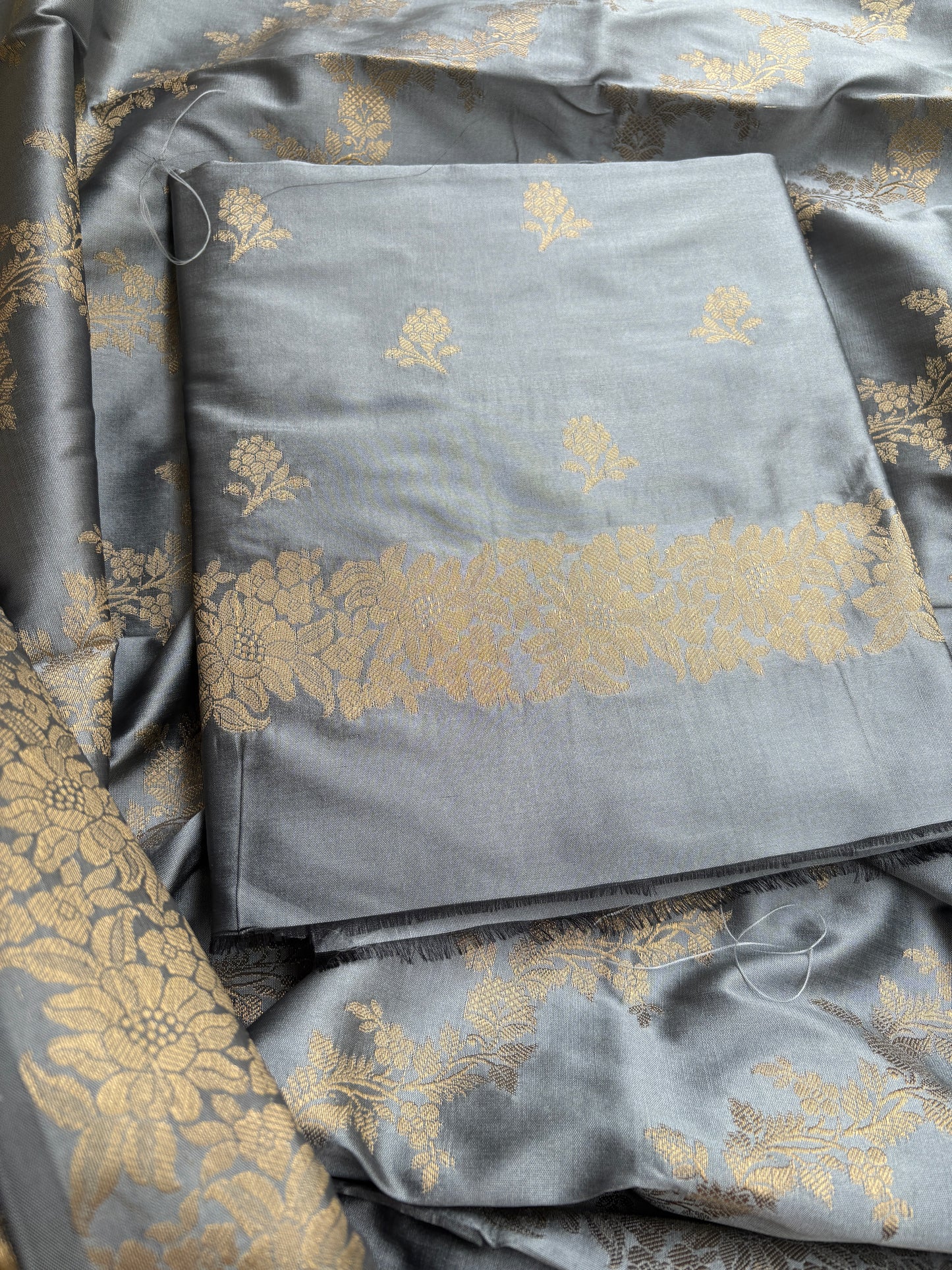 Light blue premium Banarasi silk 3 piece suit set
