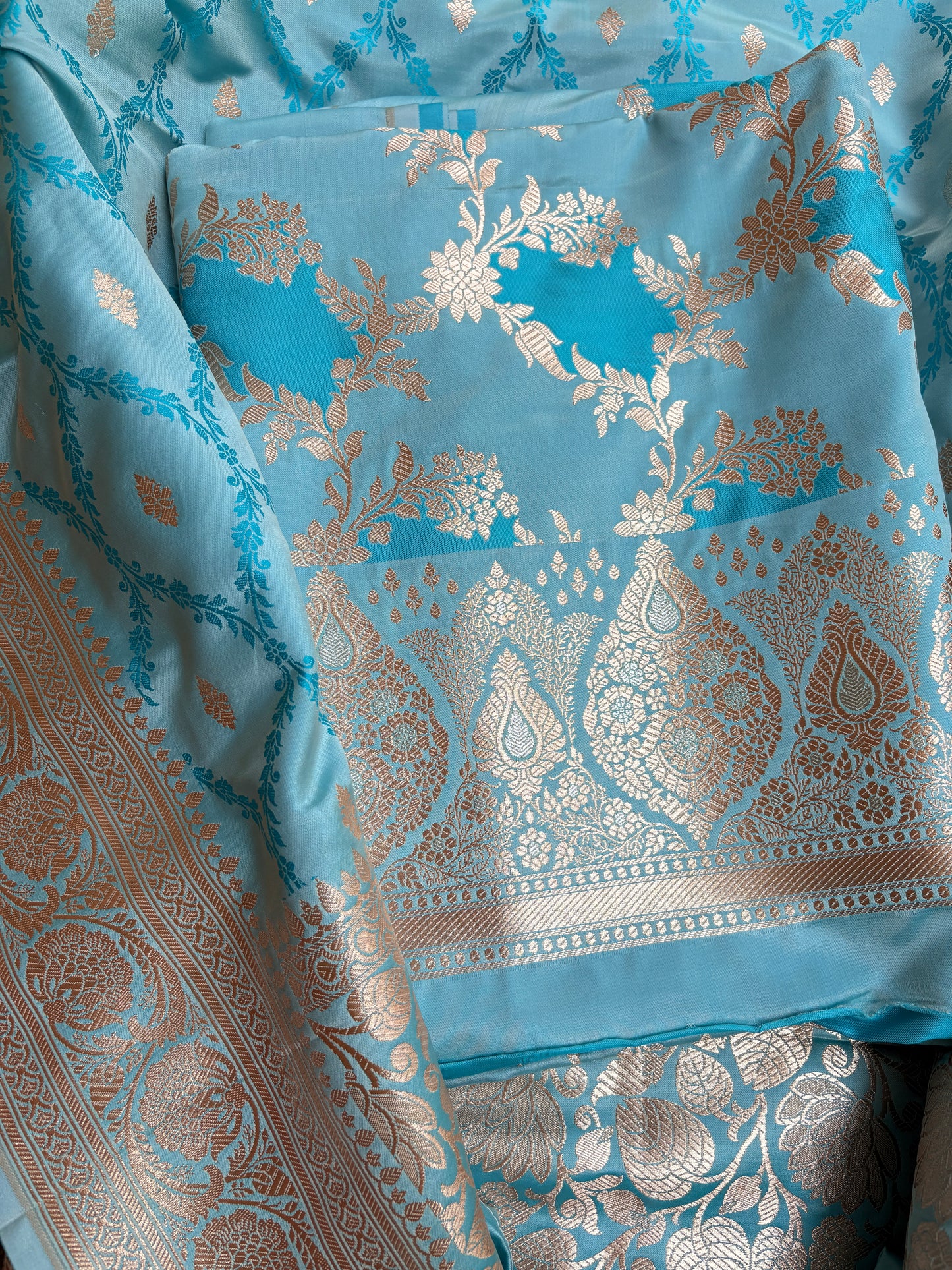Blue rangkat mashru silk suit set