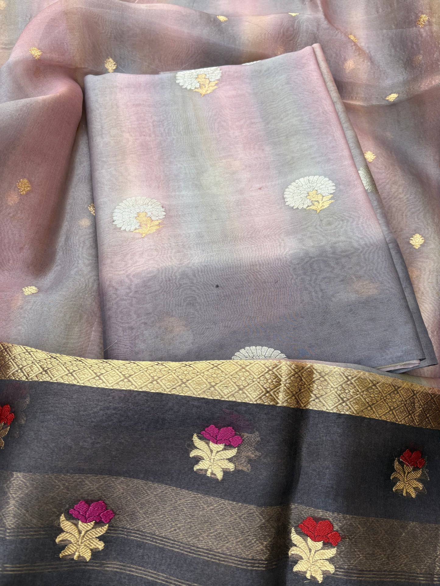 Kora kadhwa silk 3 piece suit set