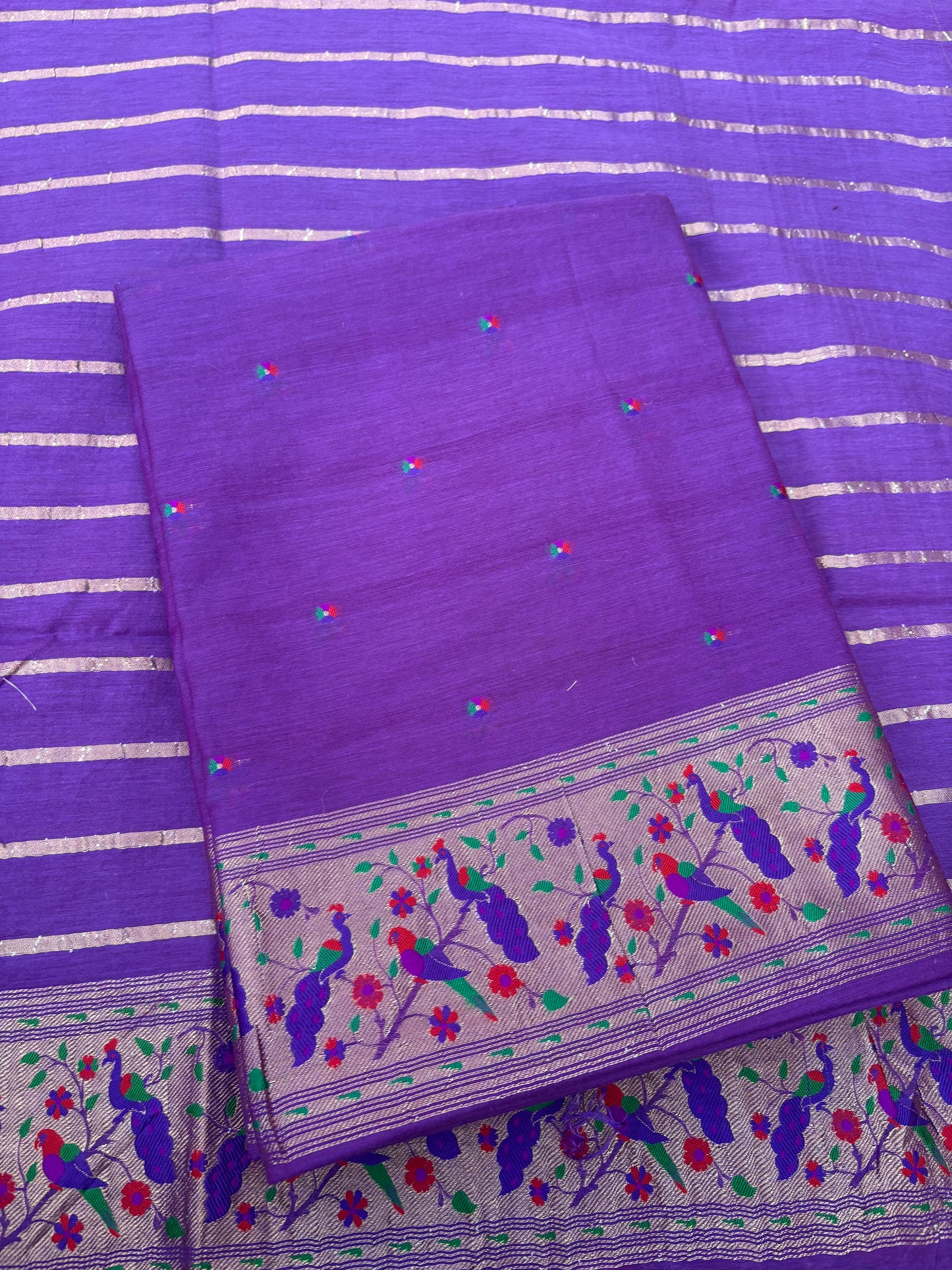 Purple Chanderi paithani weaving 3 piece suit set