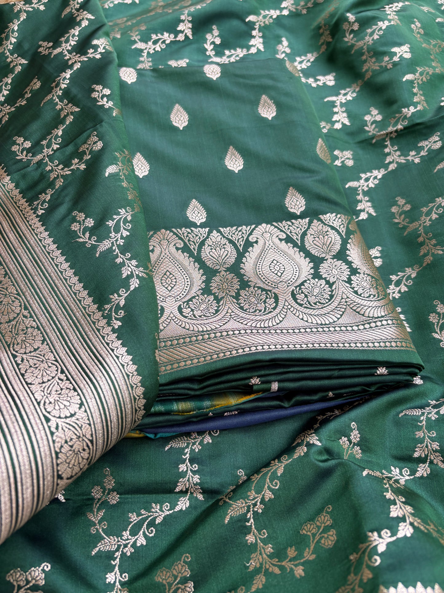 Green mashru silk suit set