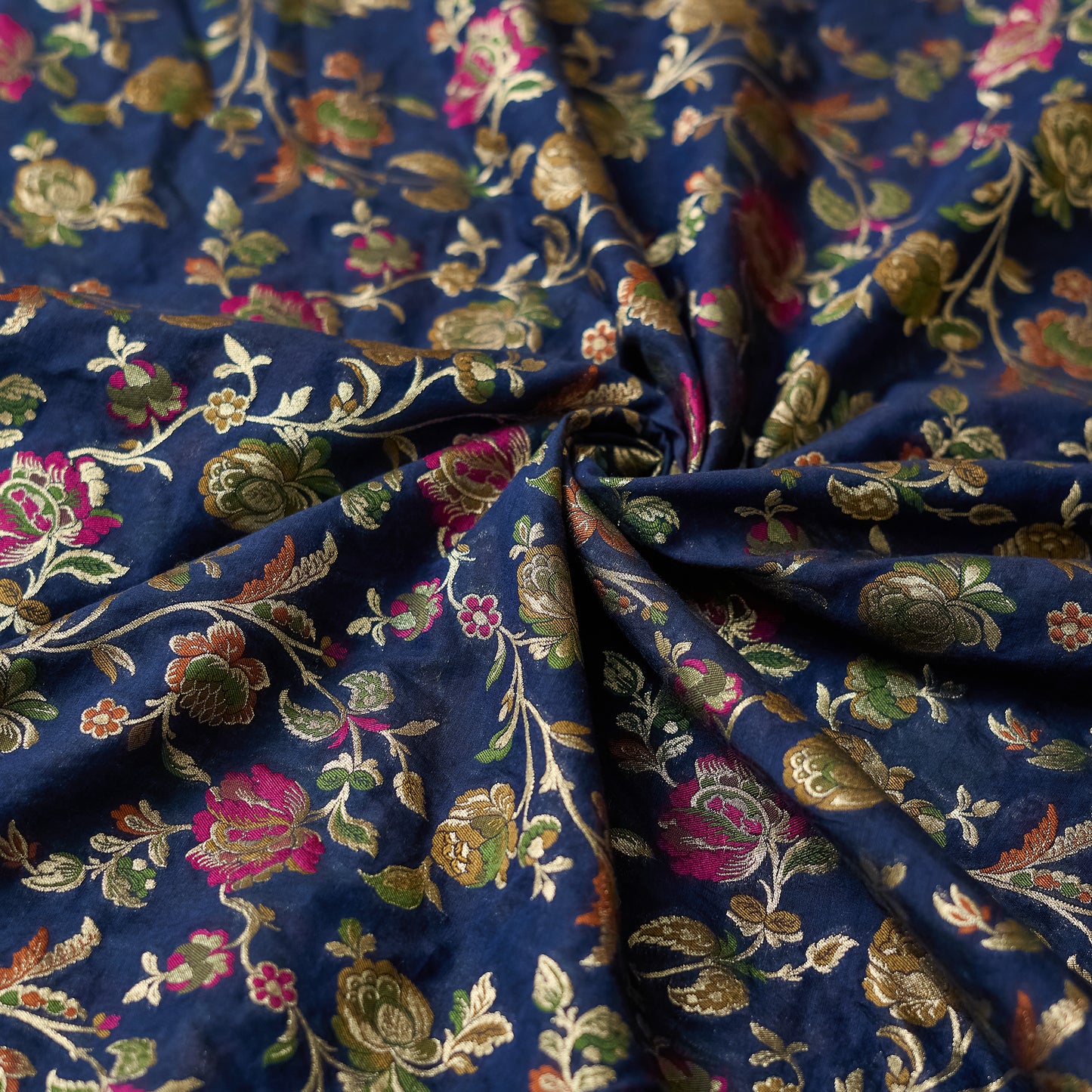 Blue Chanderi cotton 3 piece suit