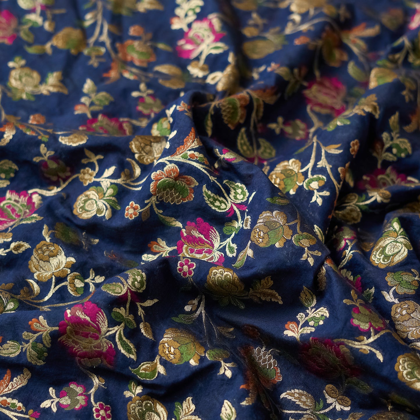 Blue Chanderi cotton 3 piece suit