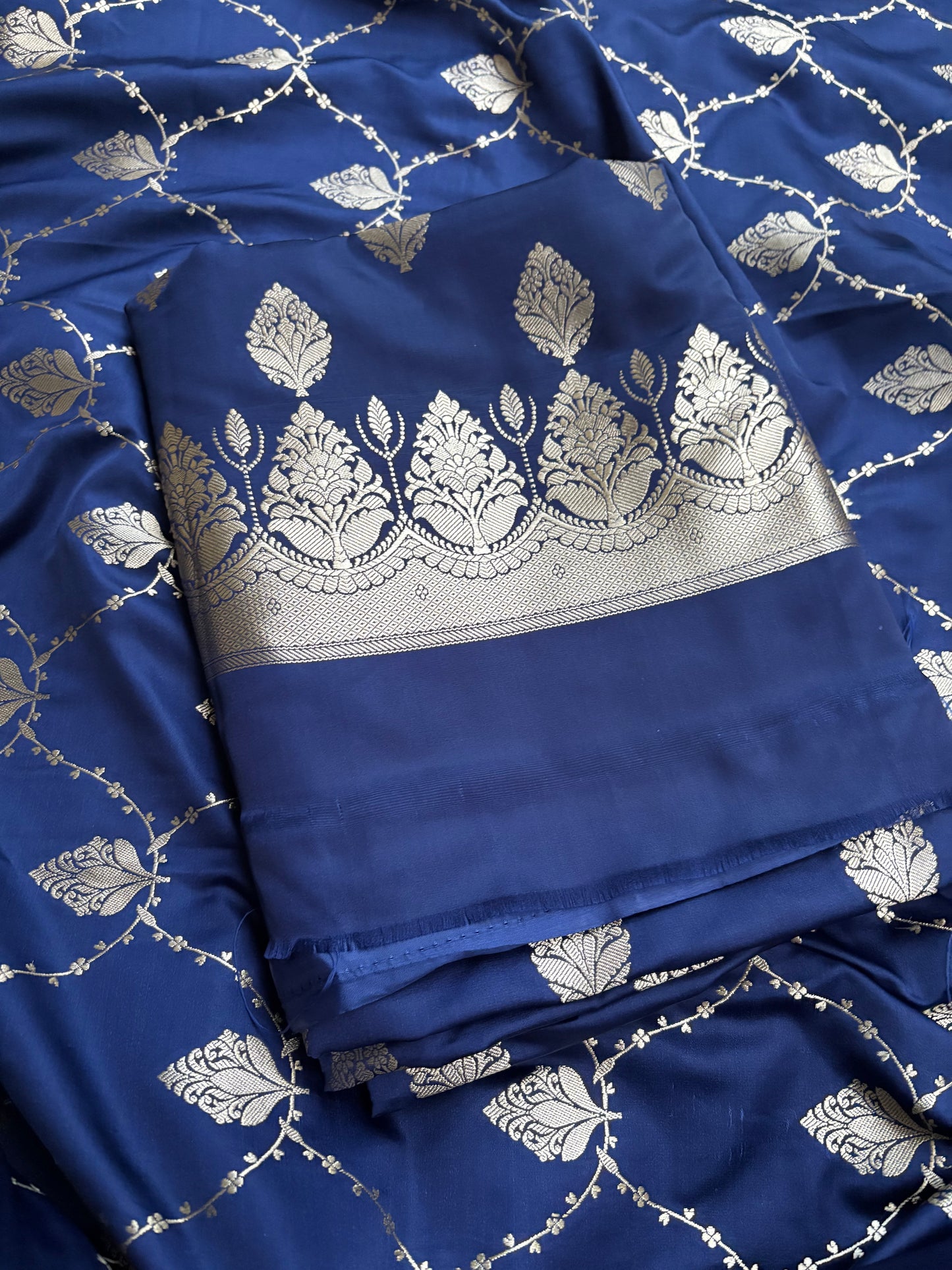 Blue mashru silk suit set