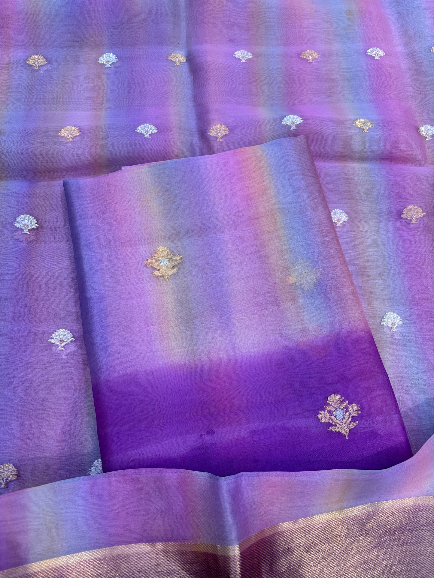 Lavender shaded kora kadhwa 3 piece suit set