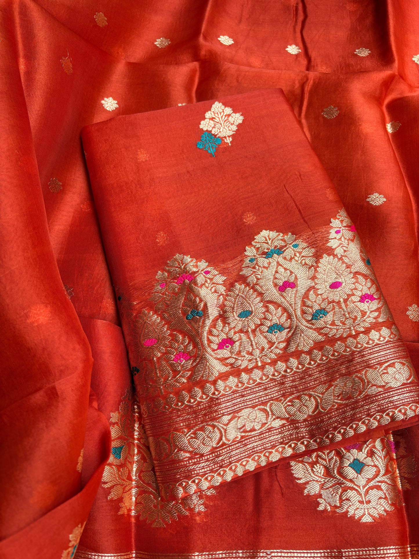 Rust kora kadhwa meenadar suit set
