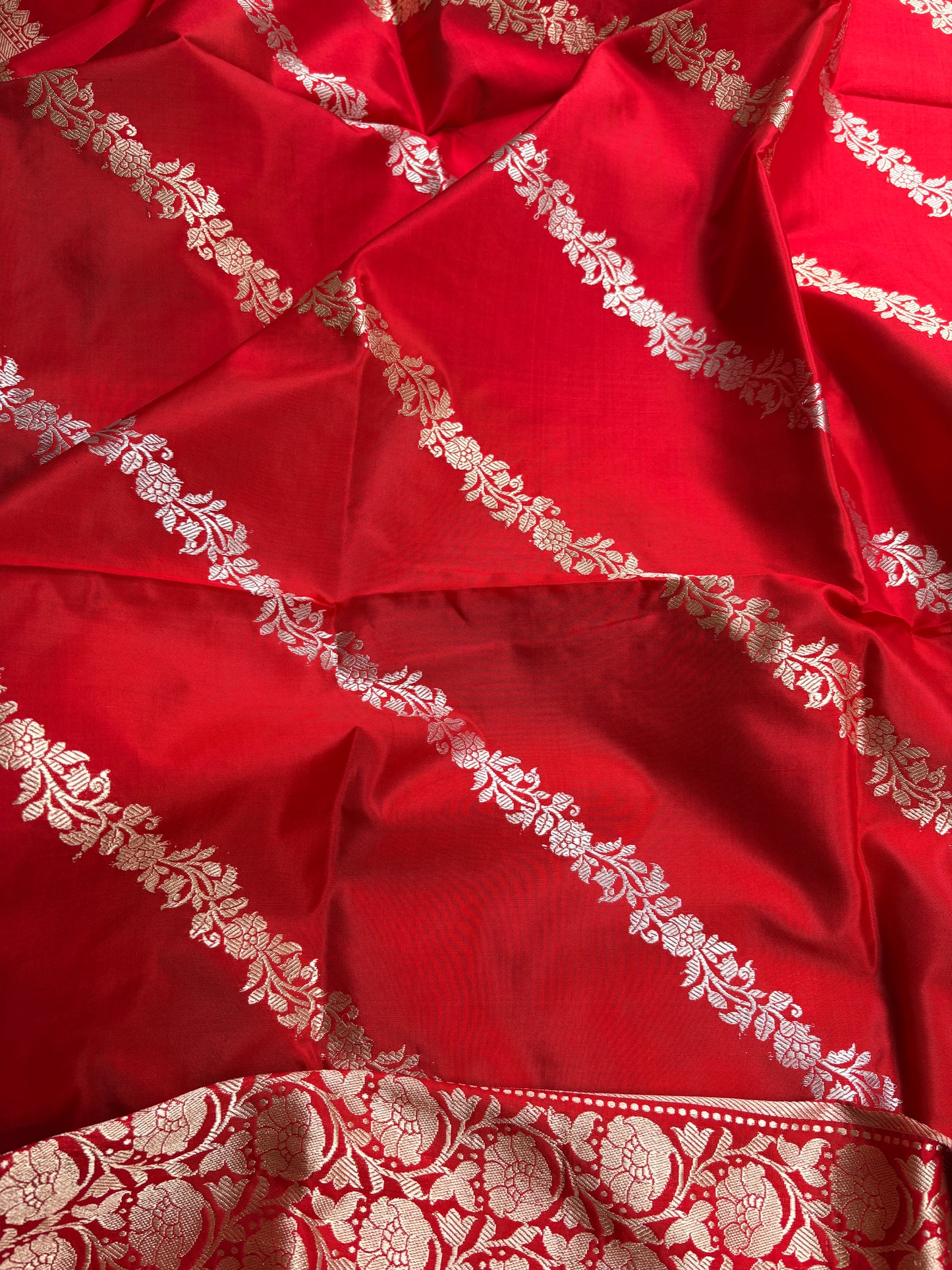 Red katan silk kadhwa dupatta