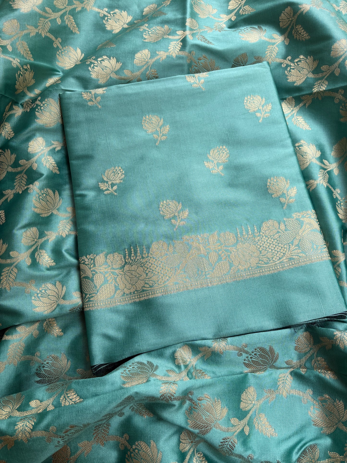 Blue premium Banarasi silk 3 piece suit set