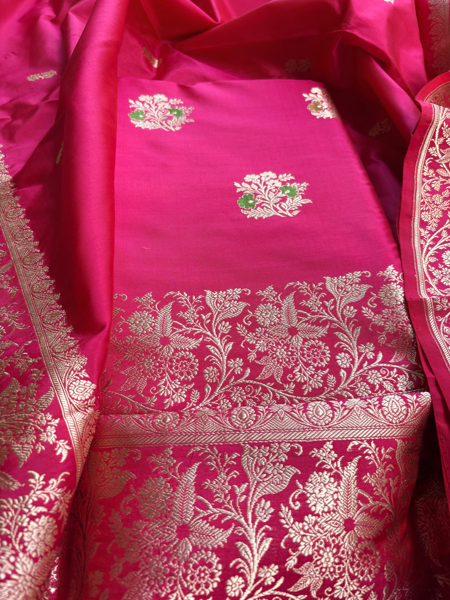 Pink katan by katan kadhwa silk suit set