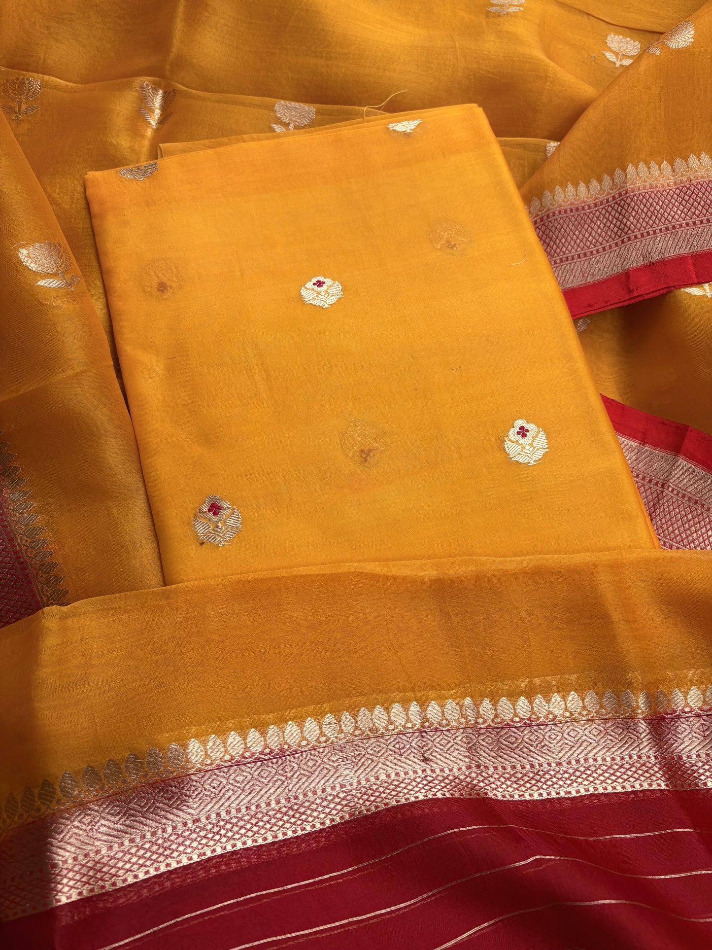 Yellow kora kadhwa suit set