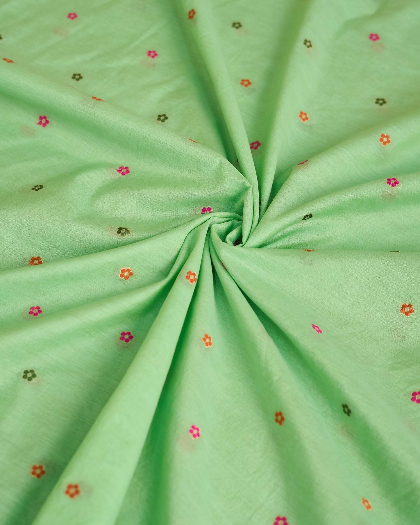 Green chanderi meendar kurta, dupatta and plain bottom.