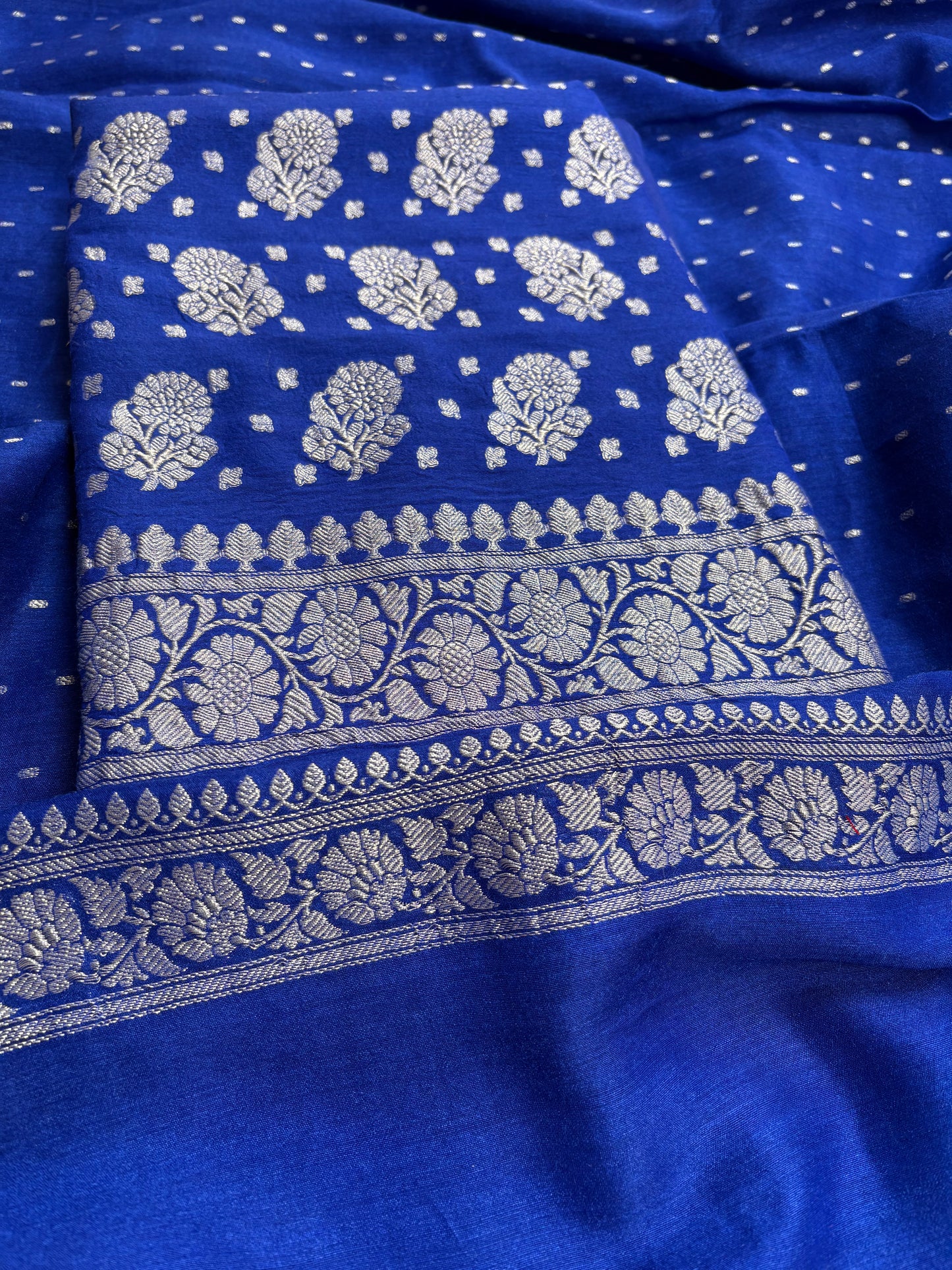 Blue moonga chiffon 3 piece suit set