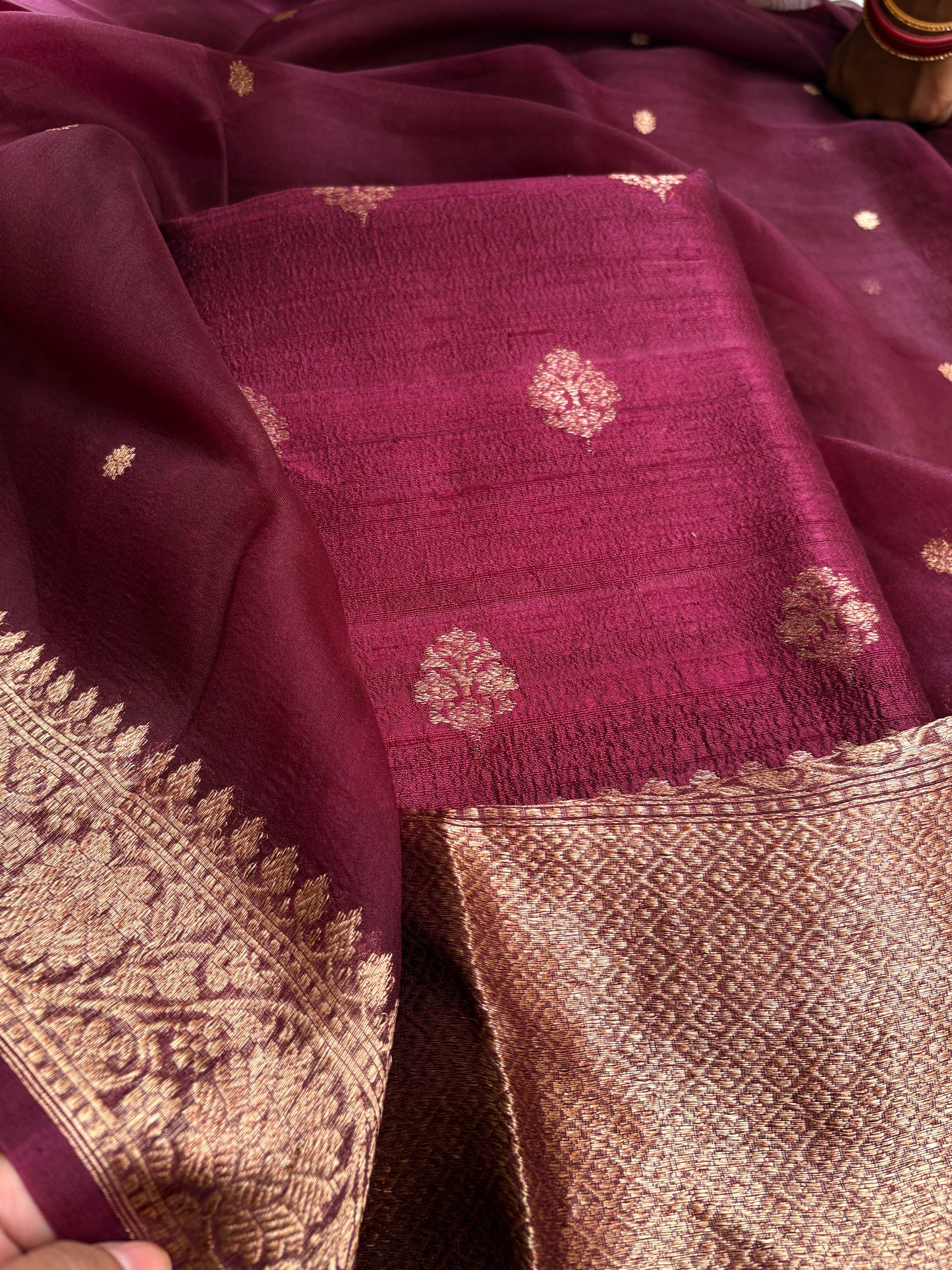 Wine Raw silk suit set