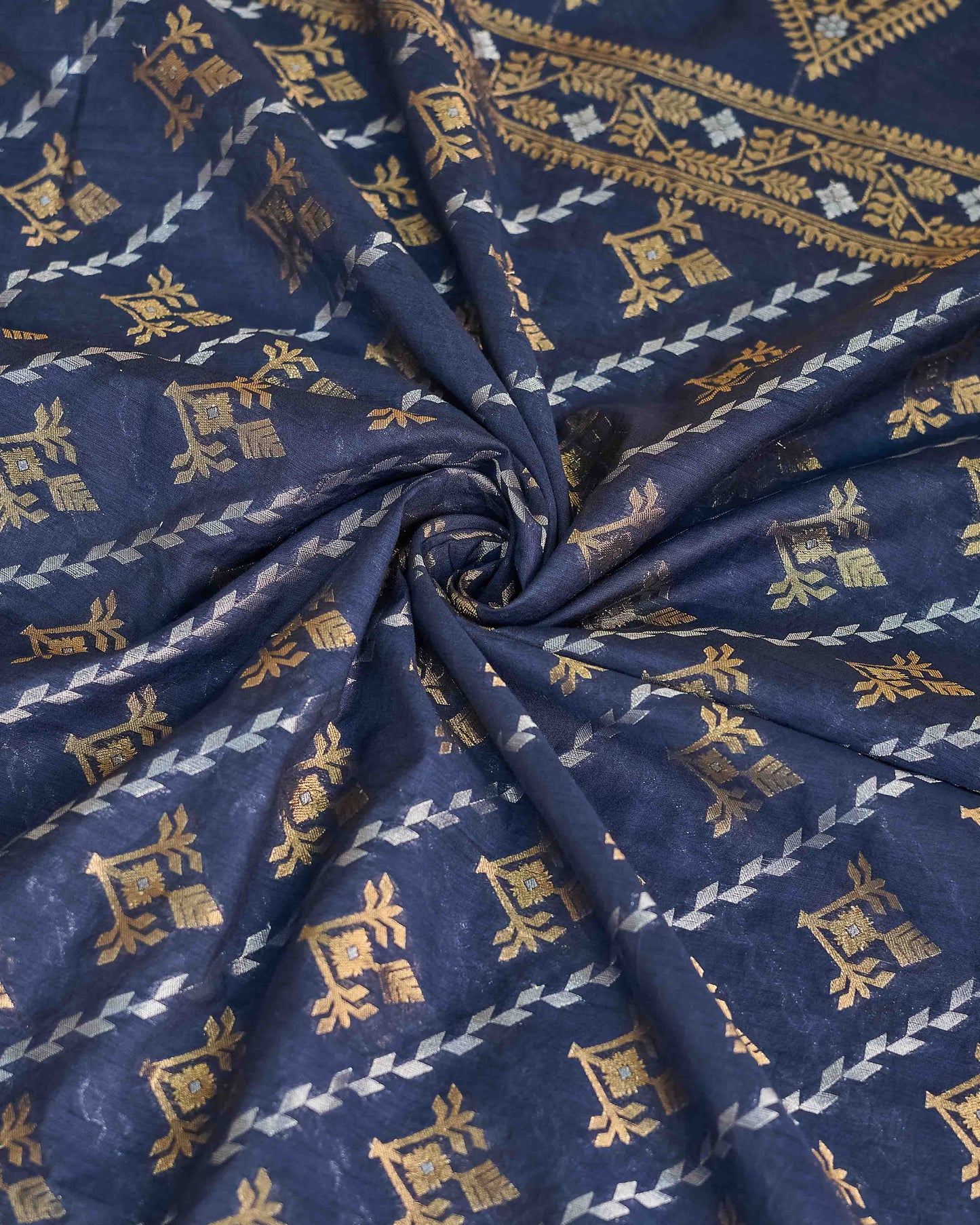 Blue chanderi weaving bootis 3 piece suit