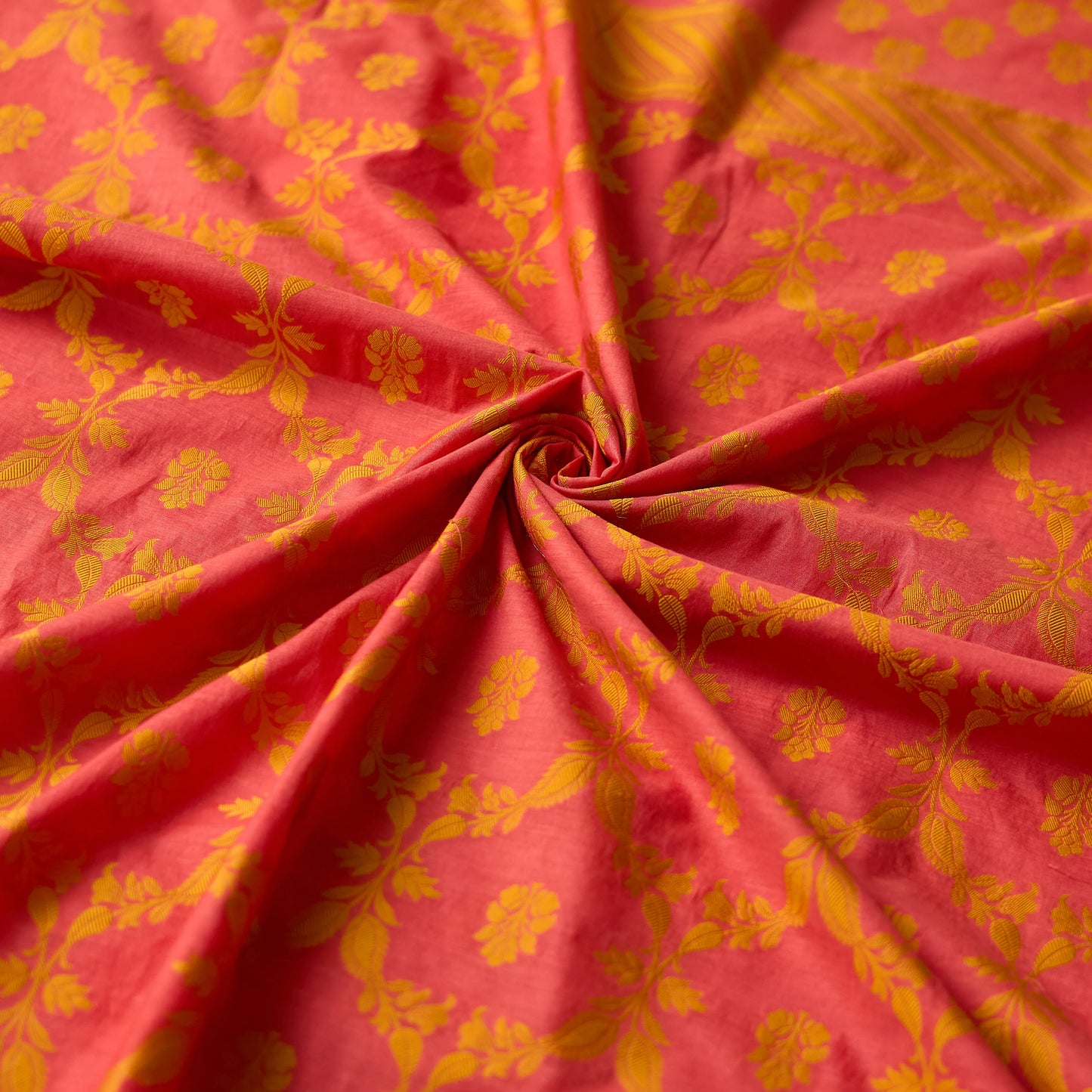 Orange mustard full weaving chanderi cotton suit set