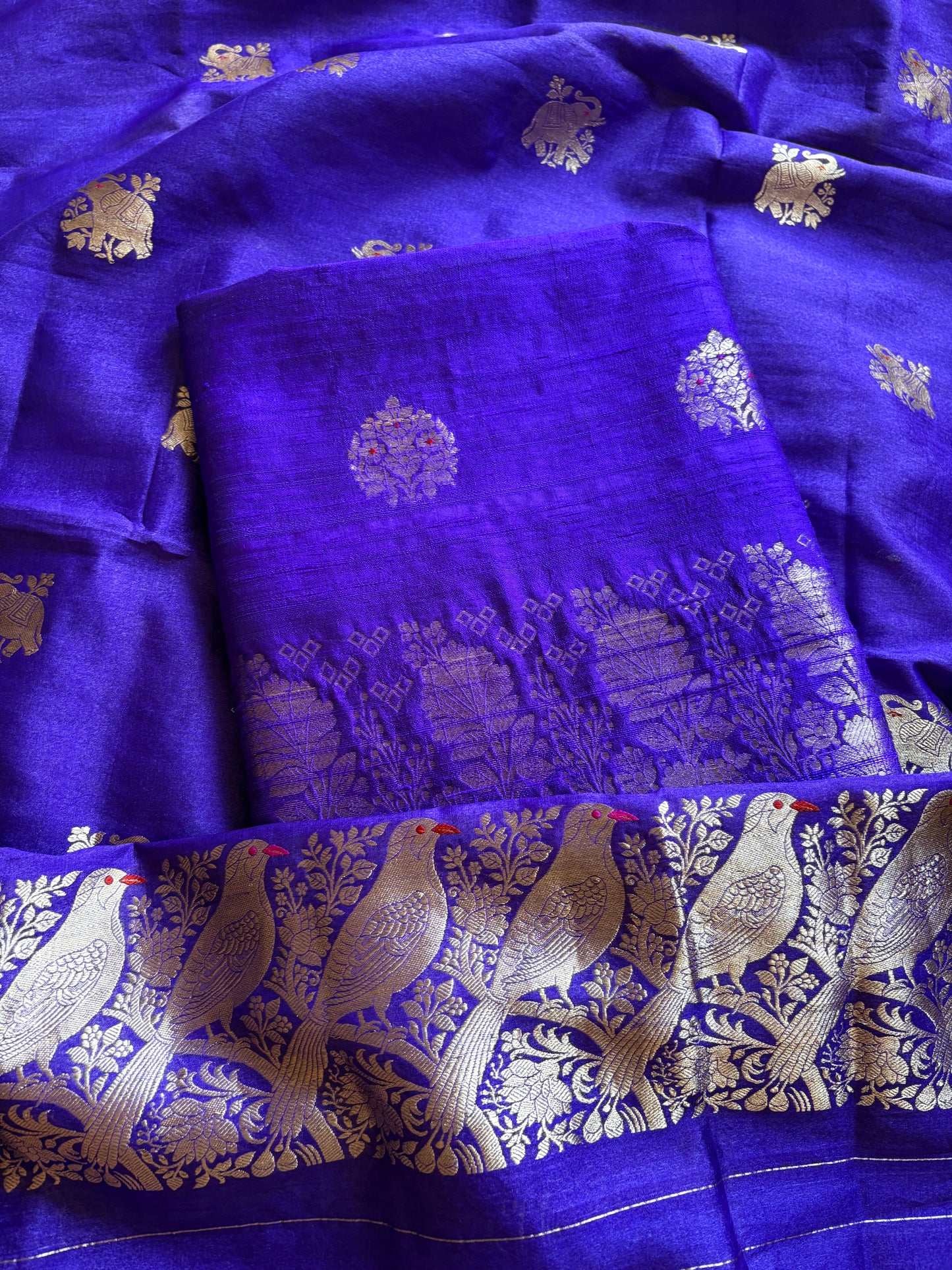 Purple raw silk kurta, bottom and kora kadhwa dupatta