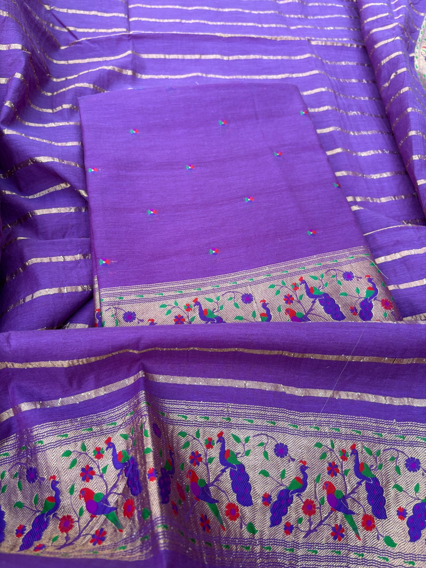 Purple Chanderi paithani weaving 3 piece suit set