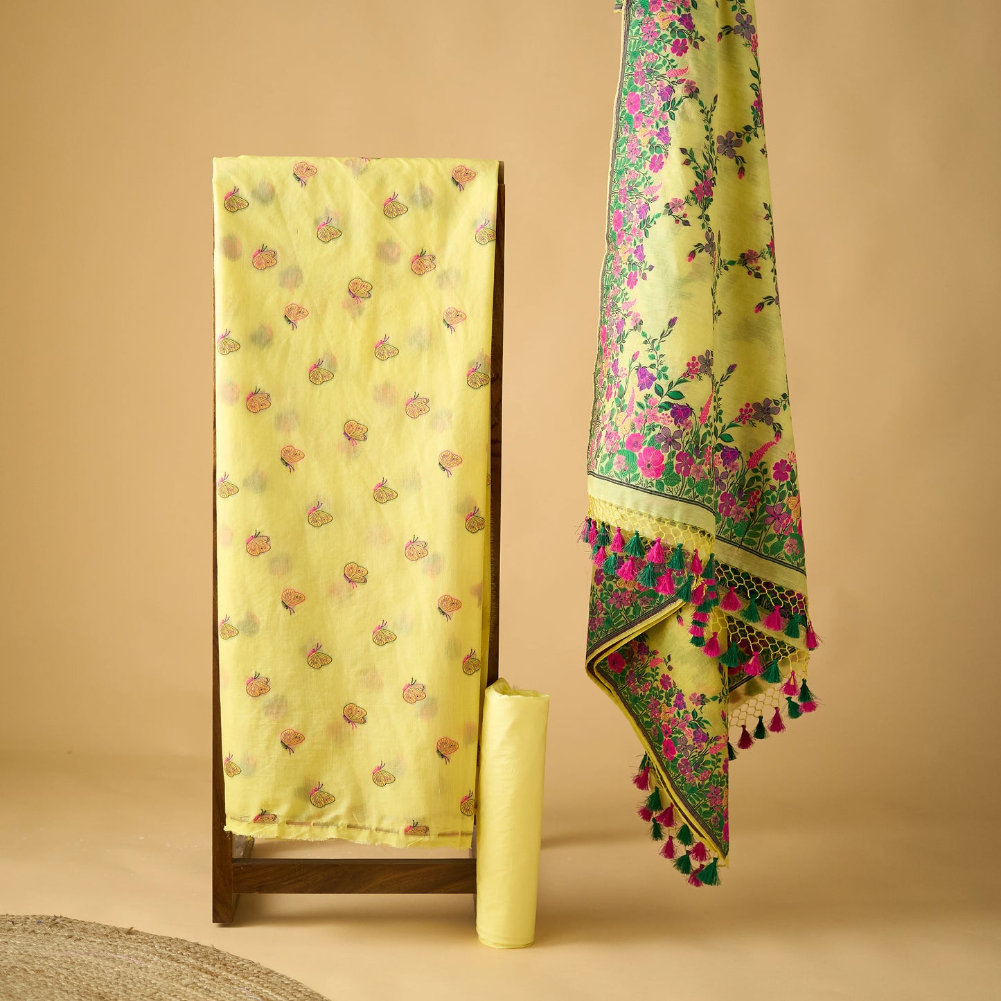 Yellow Butterfly design Garden theme suit set