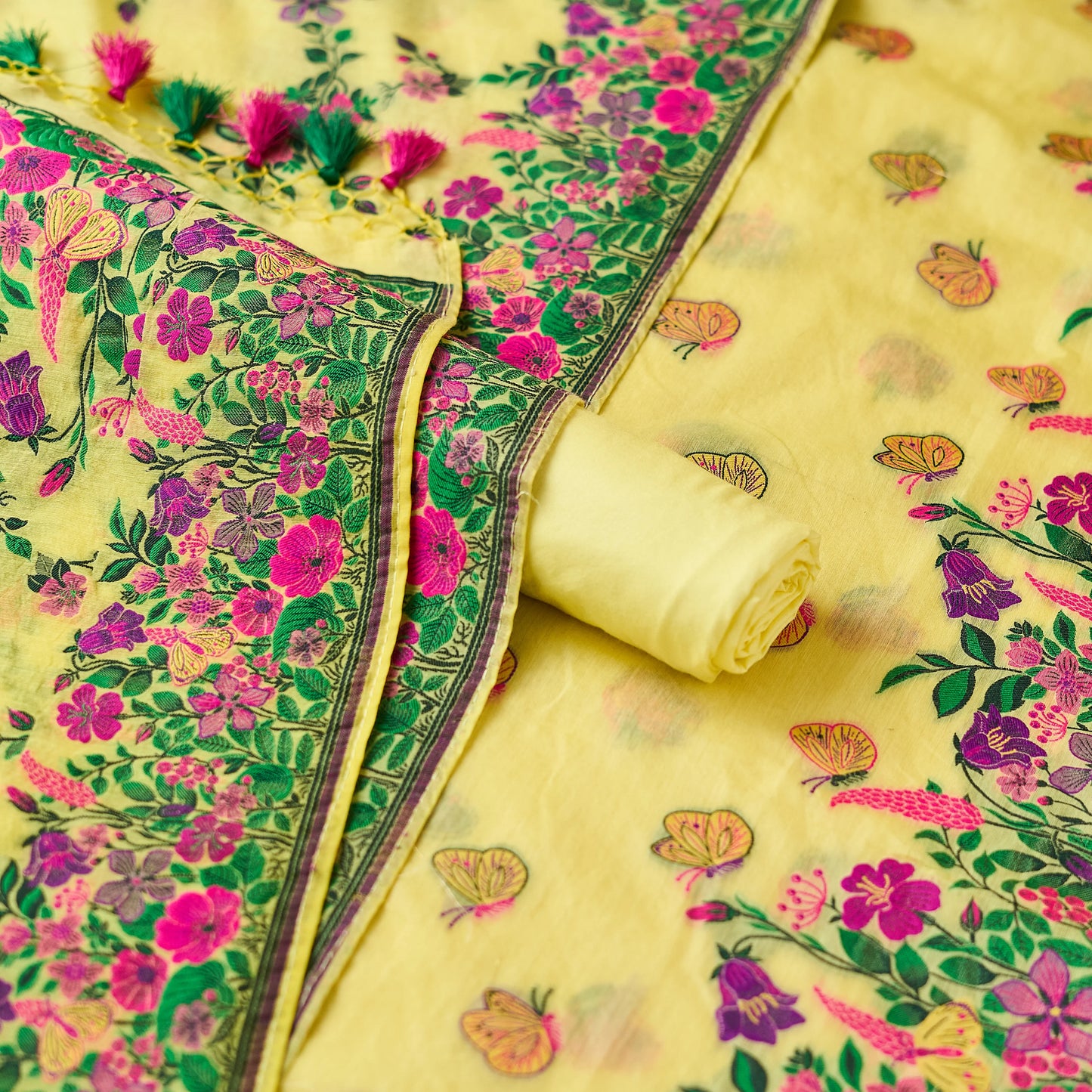 Yellow Butterfly design Garden theme suit set