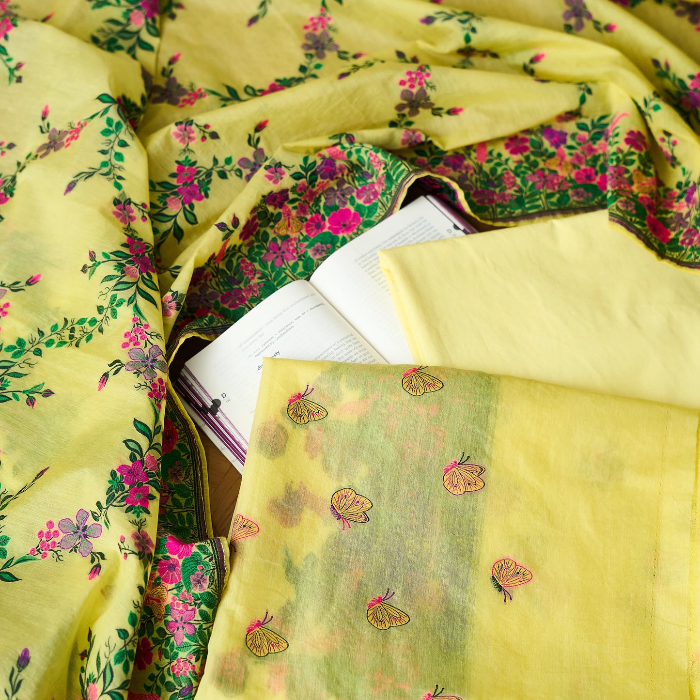 Yellow Butterfly design Garden theme suit set