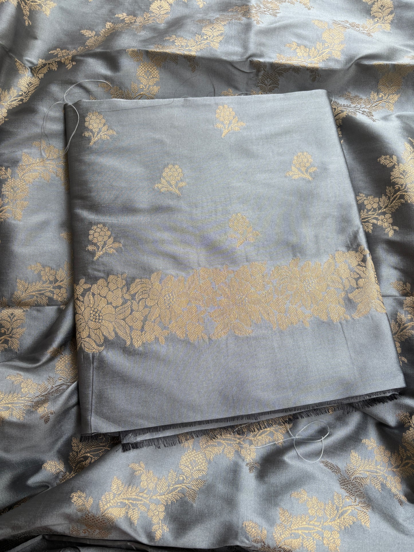 Light blue premium Banarasi silk 3 piece suit set