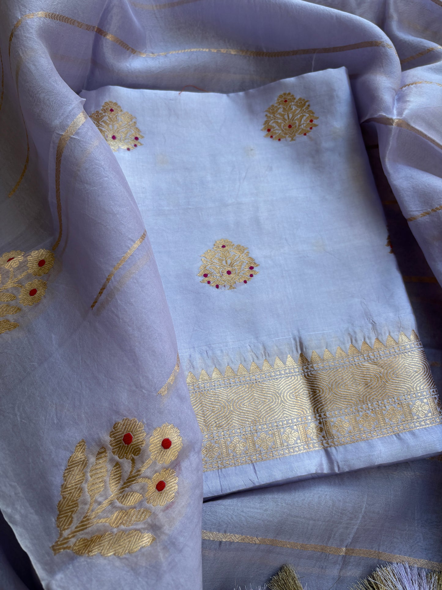 Blue Chiniya kora meenadar suit set